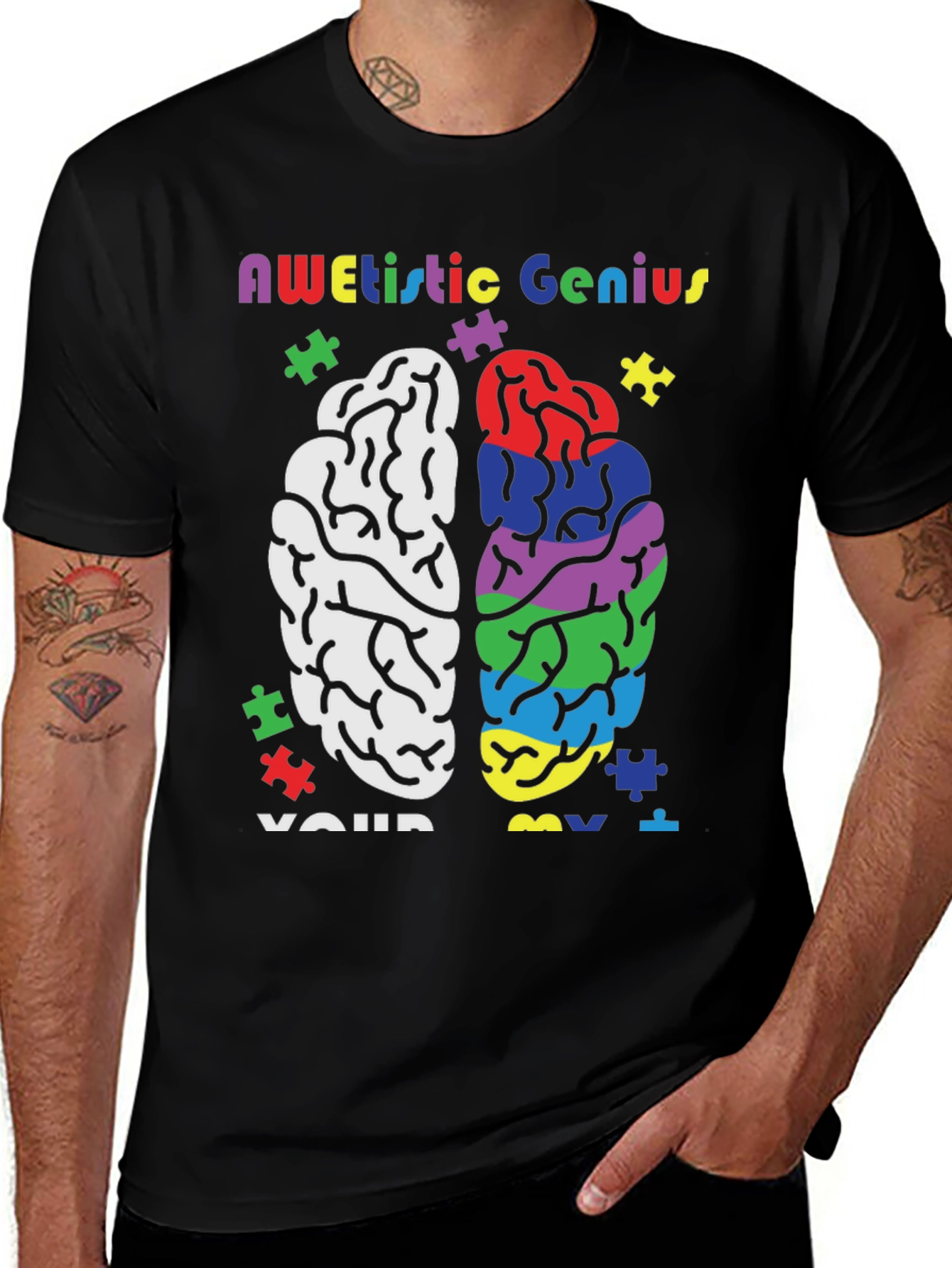 AWEtistic Genius Brain Design T-Shirt