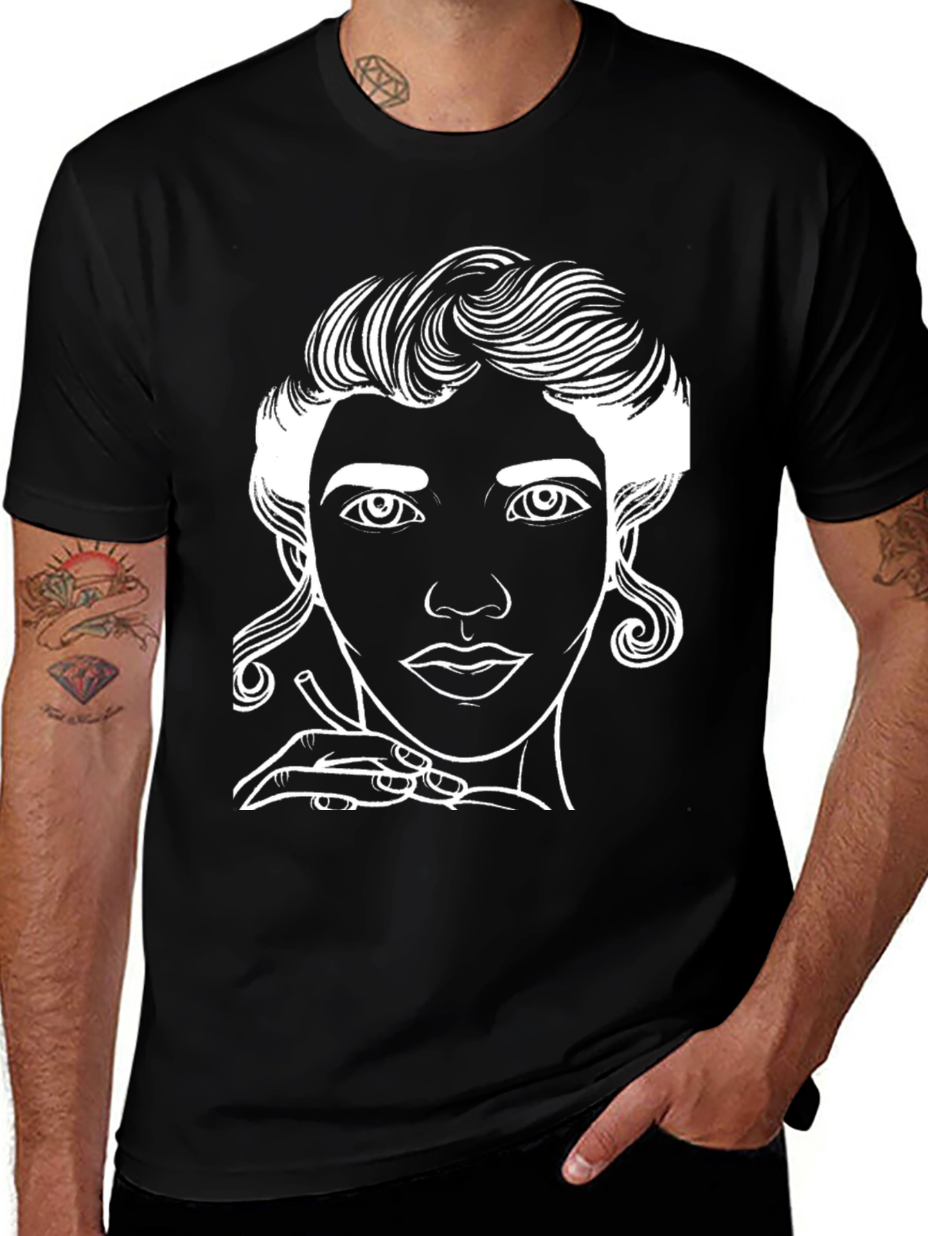 Variant 28 of Line Art Portrait Graphic Tee
