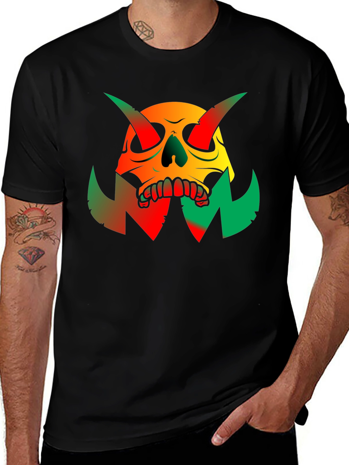 Variant 20 of Skull Devil Graphic Tee - Black Cotton T-Shirt
