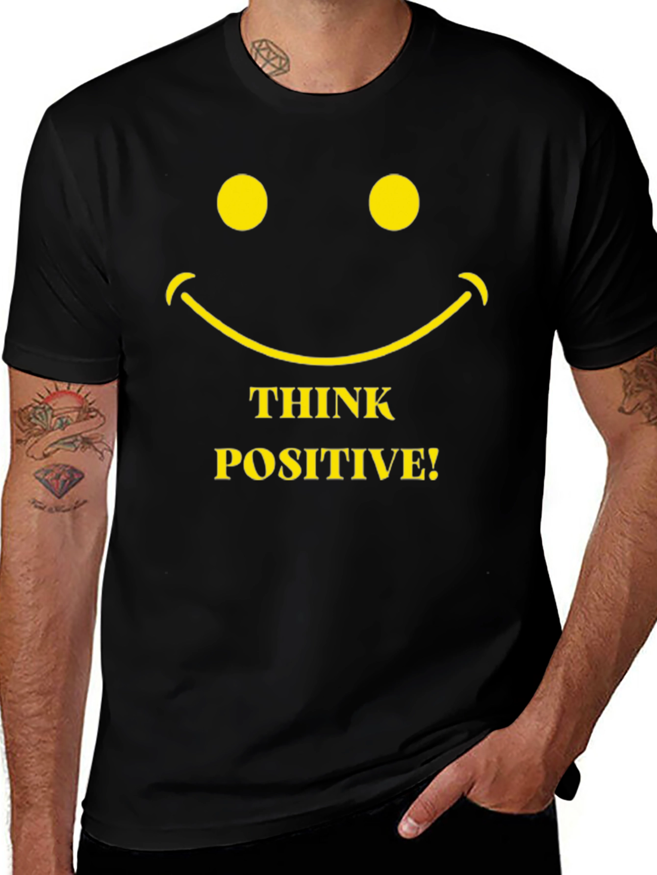 Variant 5 of Think Positive Smiley Face Graphic T-Shirt