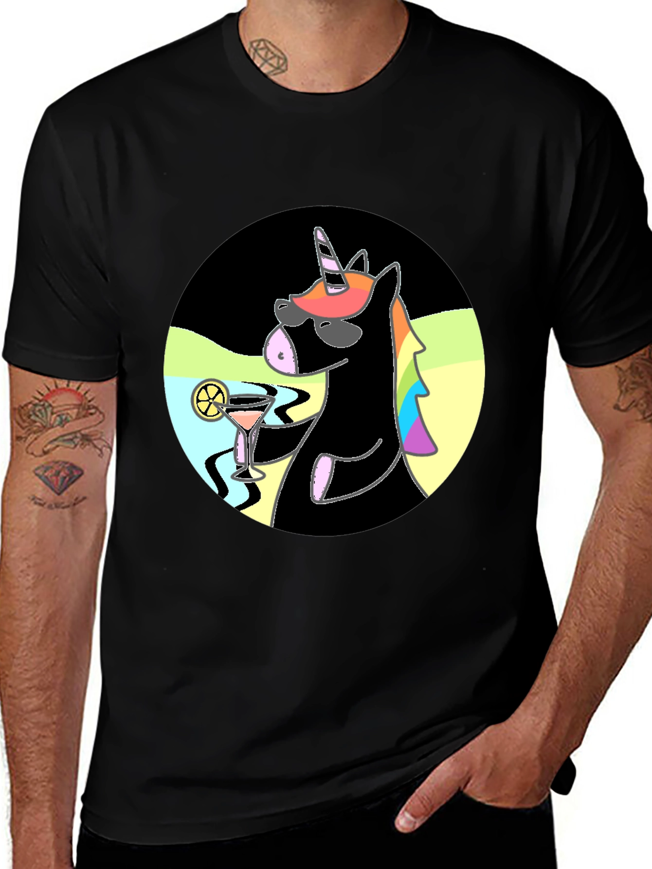 Variant 18 of Cool Unicorn T-Shirt - Martini Sipping Fun!