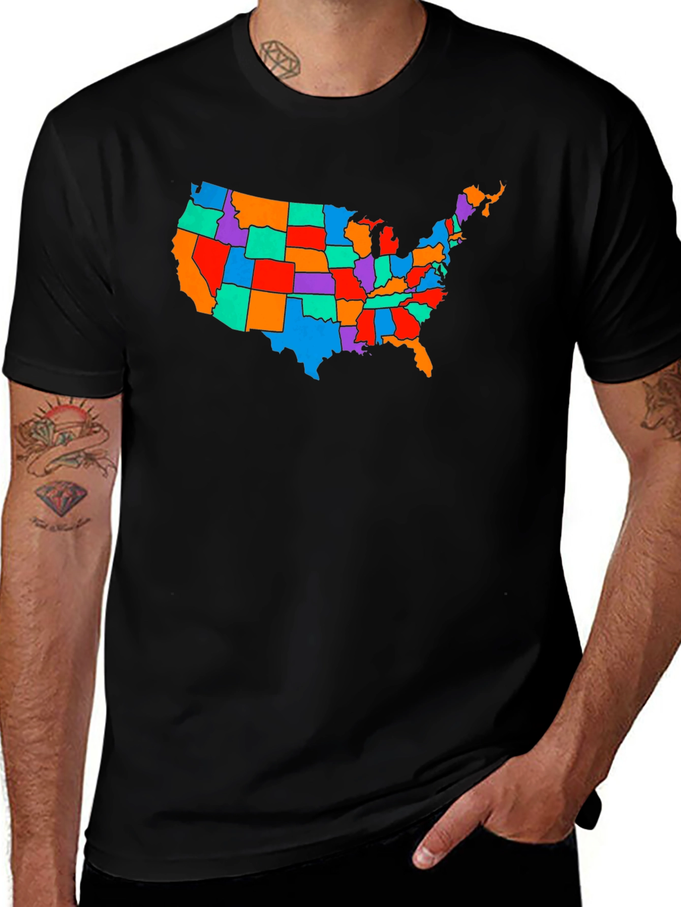 USA Map Graphic T-Shirt - Patriotic States Design