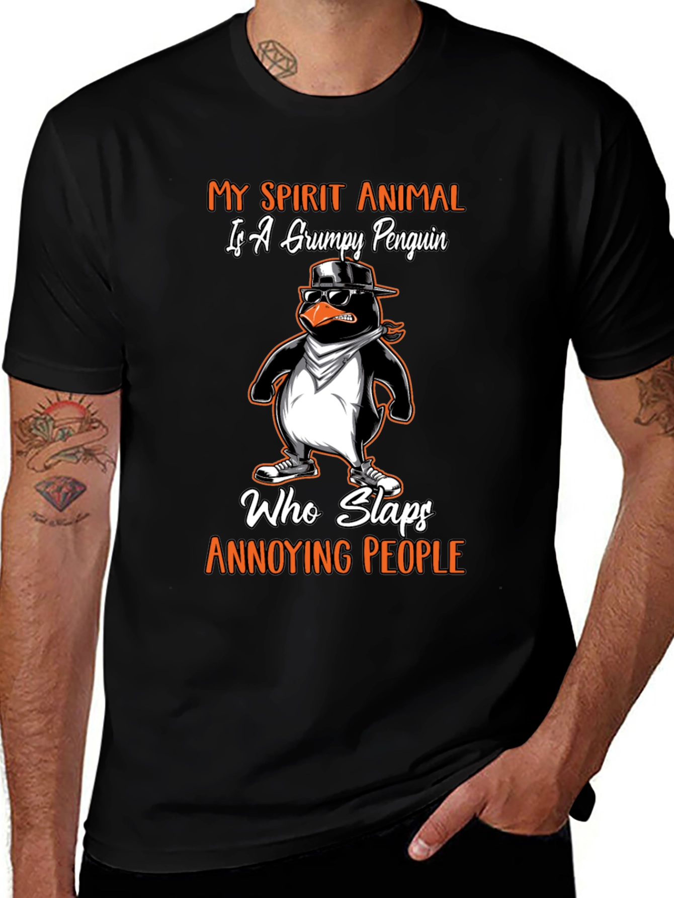 Variant 5 of Grumpy Penguin Slaps Annoying People T-Shirt