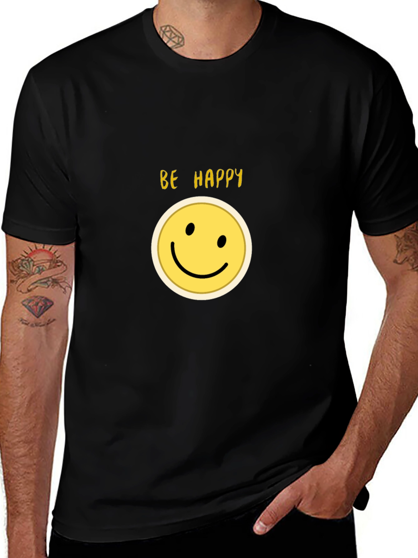 Variant 20 of Be Happy Smiley Face Black T-Shirt
