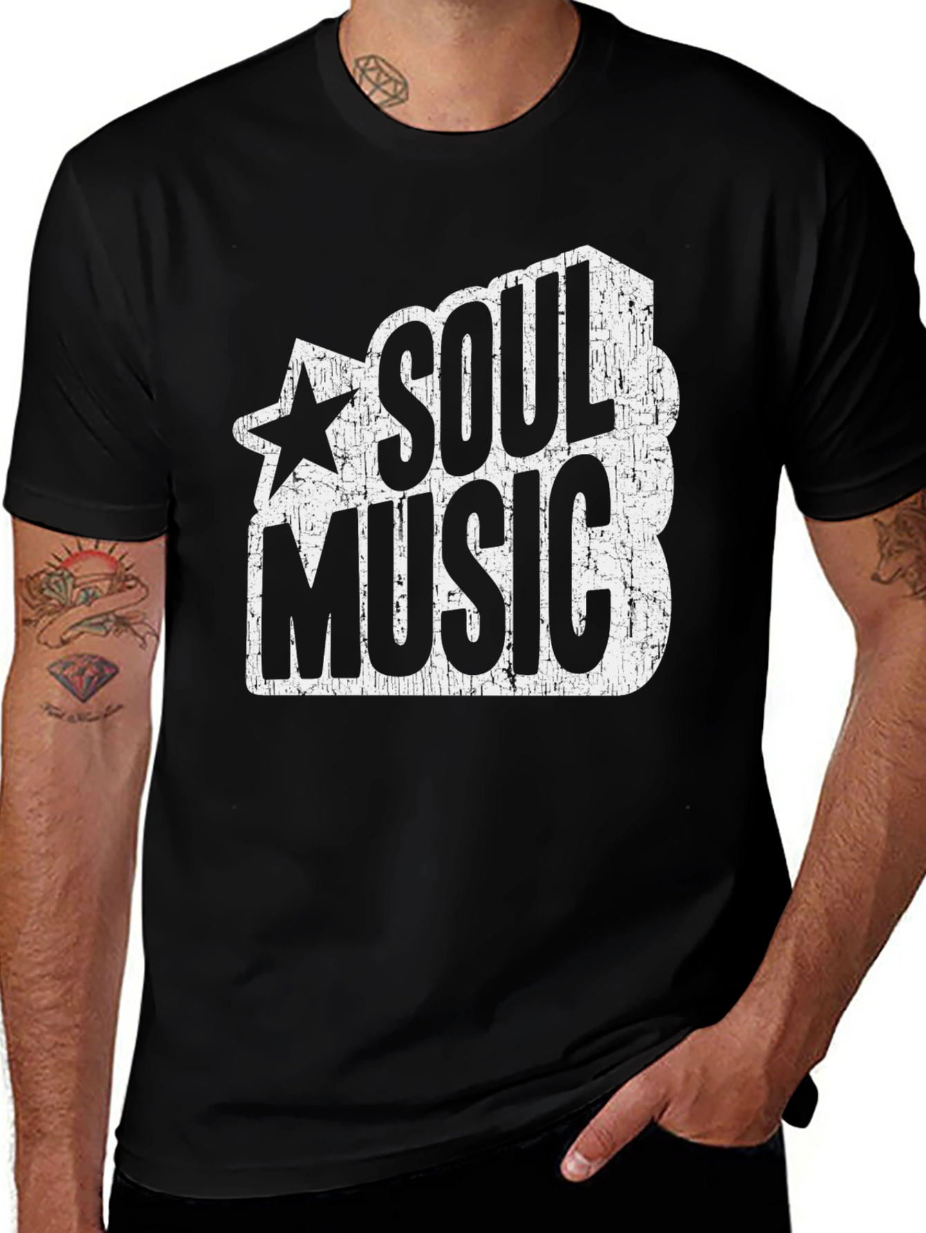 Variant 2 of Soul Music Graphic T-Shirt - Black Cotton Tee