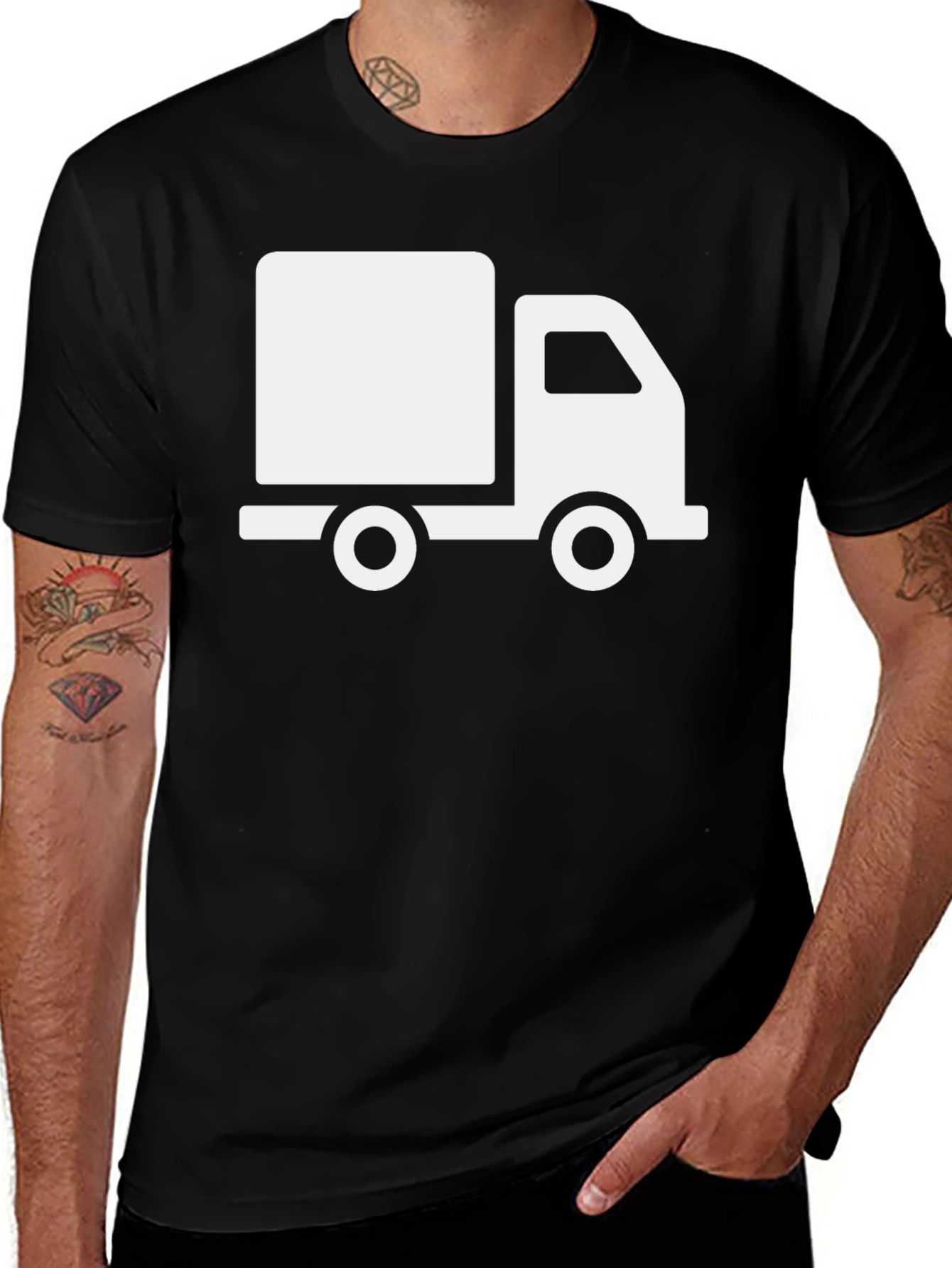 Variant 21 of Black T-Shirt with White Truck Graphic