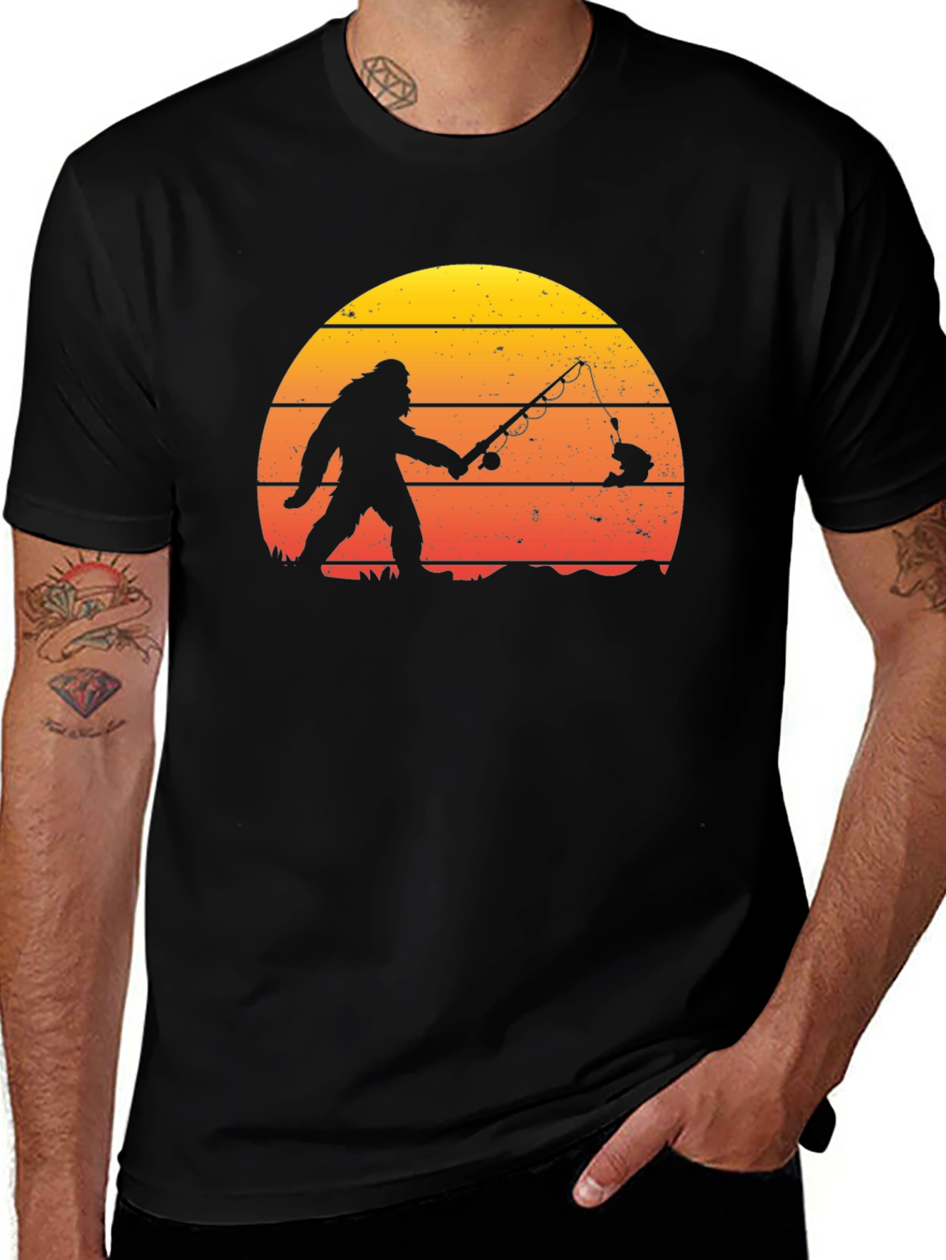 Variant 21 of Bigfoot Fishing Sunset Graphic T-Shirt