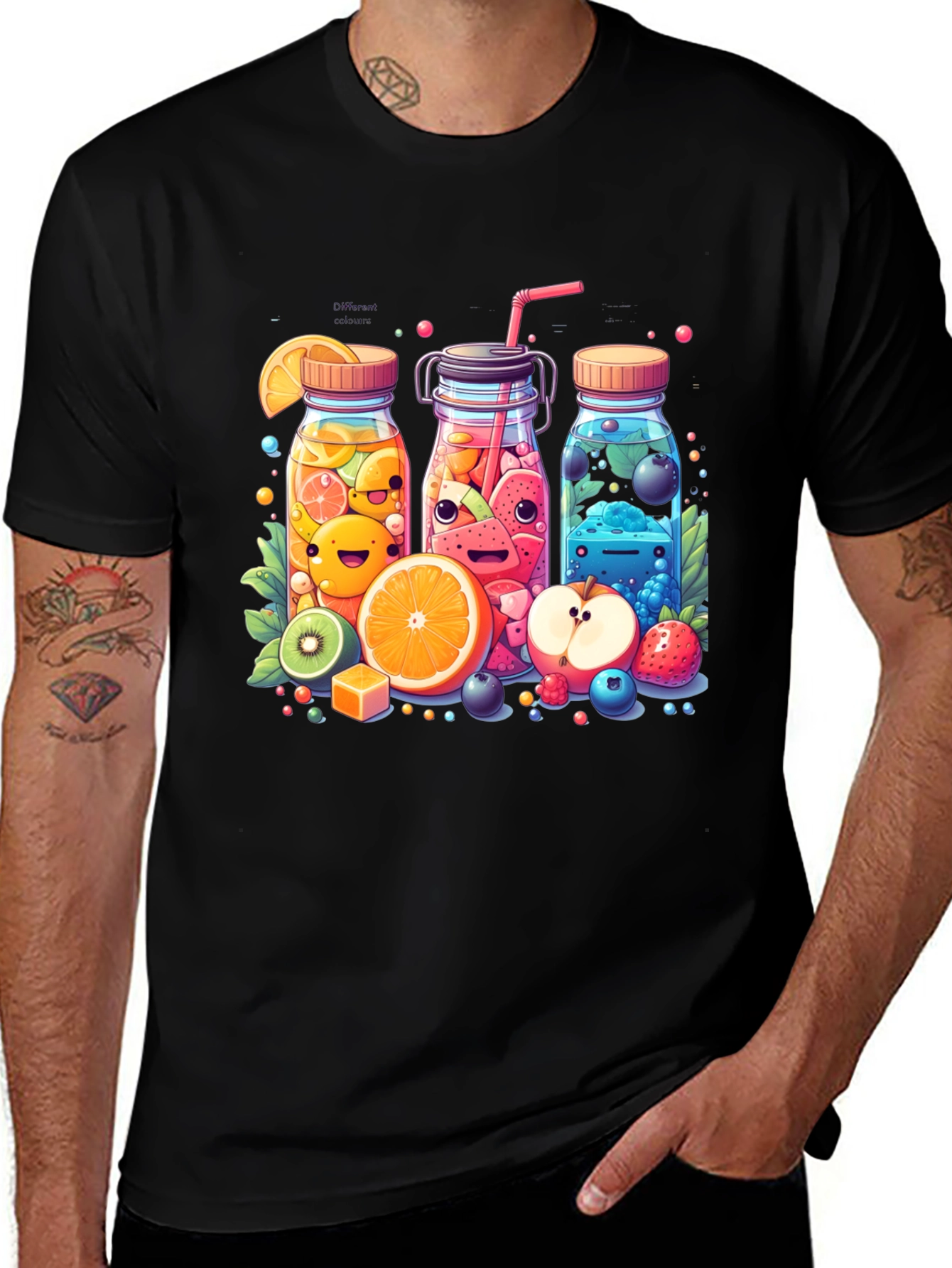 Variant 3 of Fun Fruit Juice Graphic T-Shirt - Unisex Casual Tee
