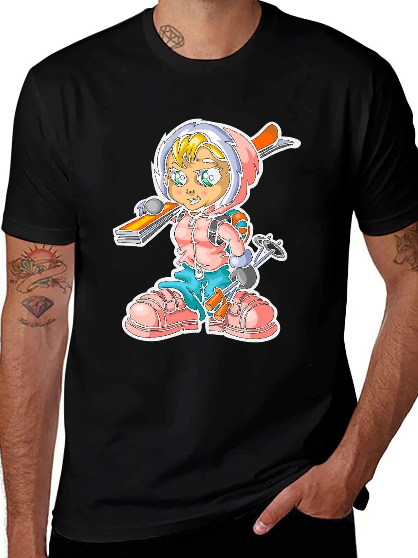Variant 21 of Cartoon Skier Graphic Tee