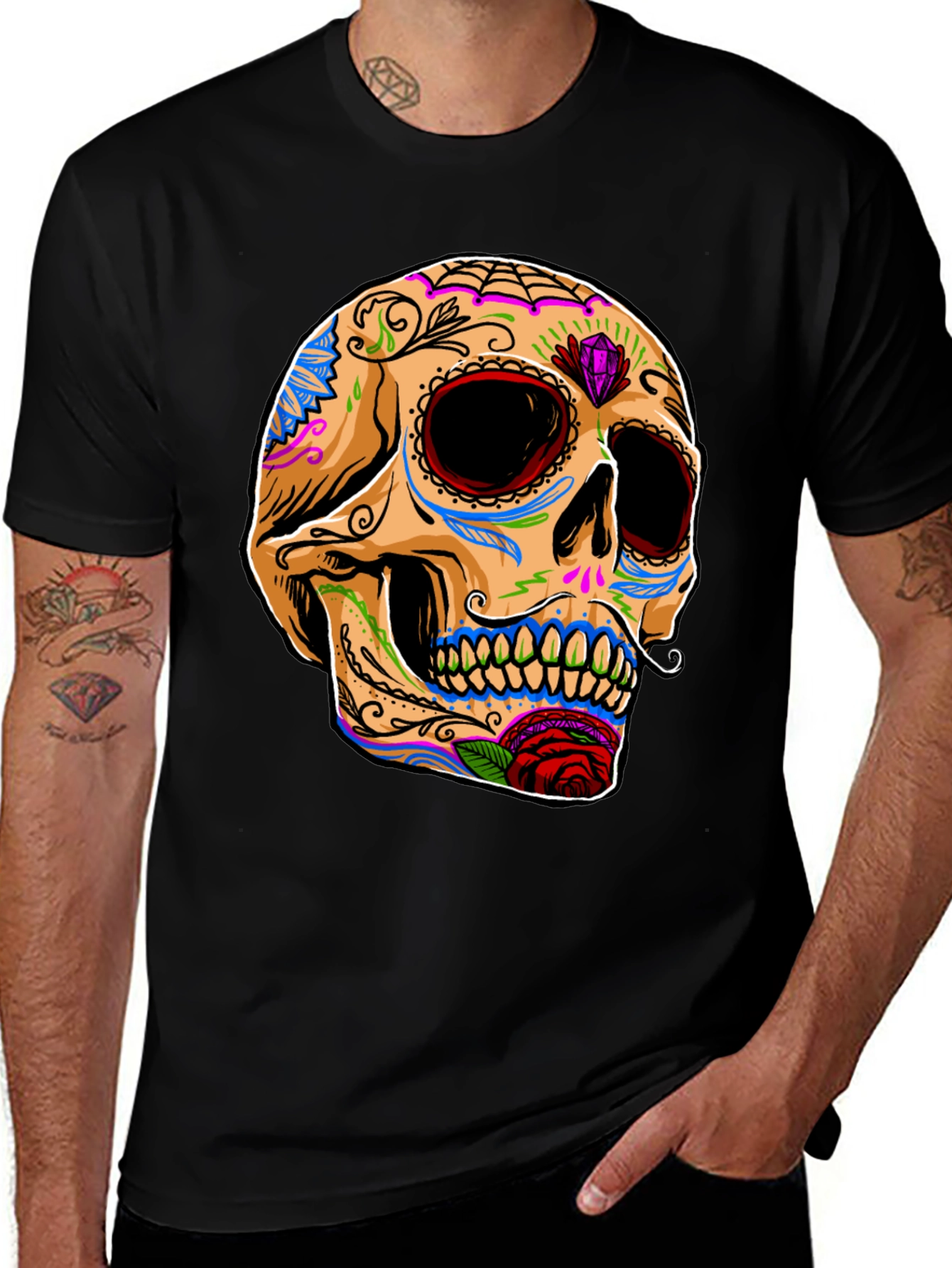 Variant 28 of Day of the Dead Skull Graphic Tee