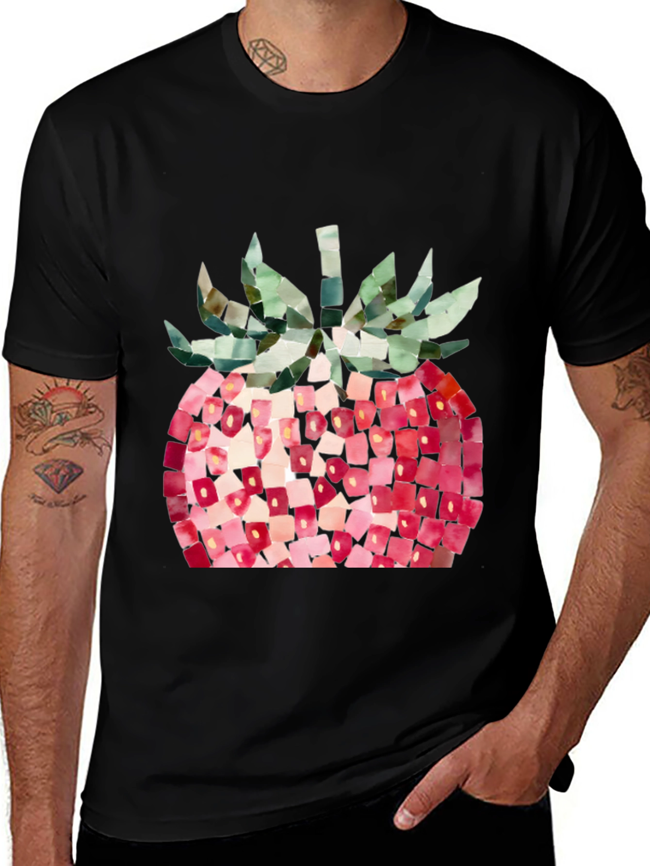 Variant 12 of Strawberry Graphic Tee - Abstract Fruit Design, Casual Wear
