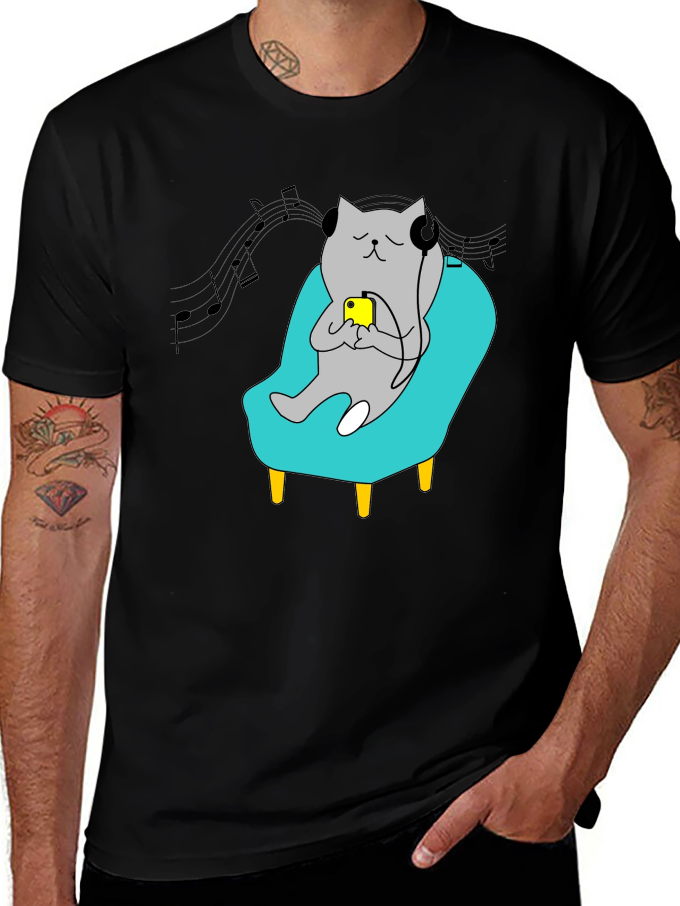 Variant 9 of Cool Cat Listening to Music Graphic T-Shirt