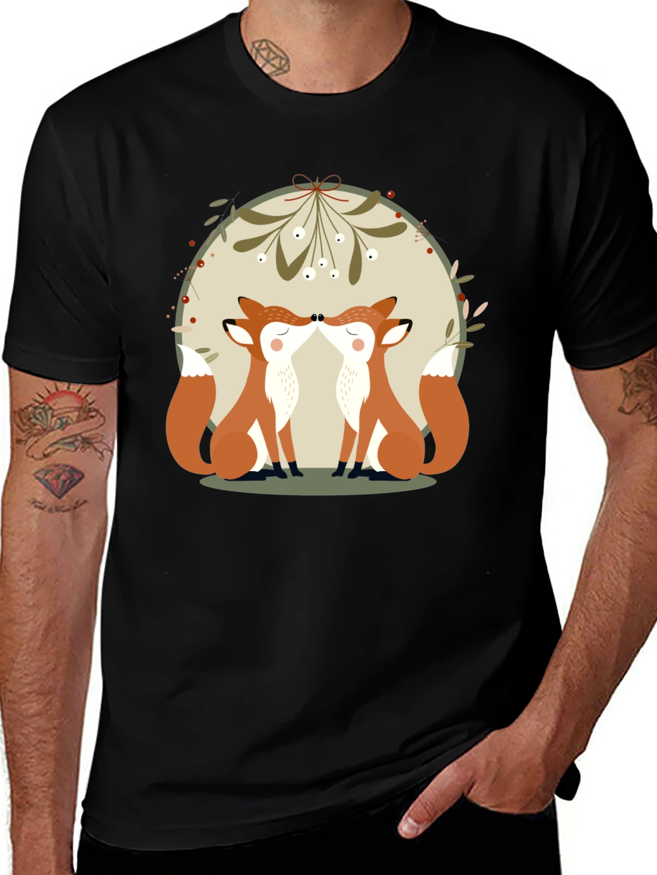 Kissing Foxes T-Shirt: Cute Animal Graphic Tee
