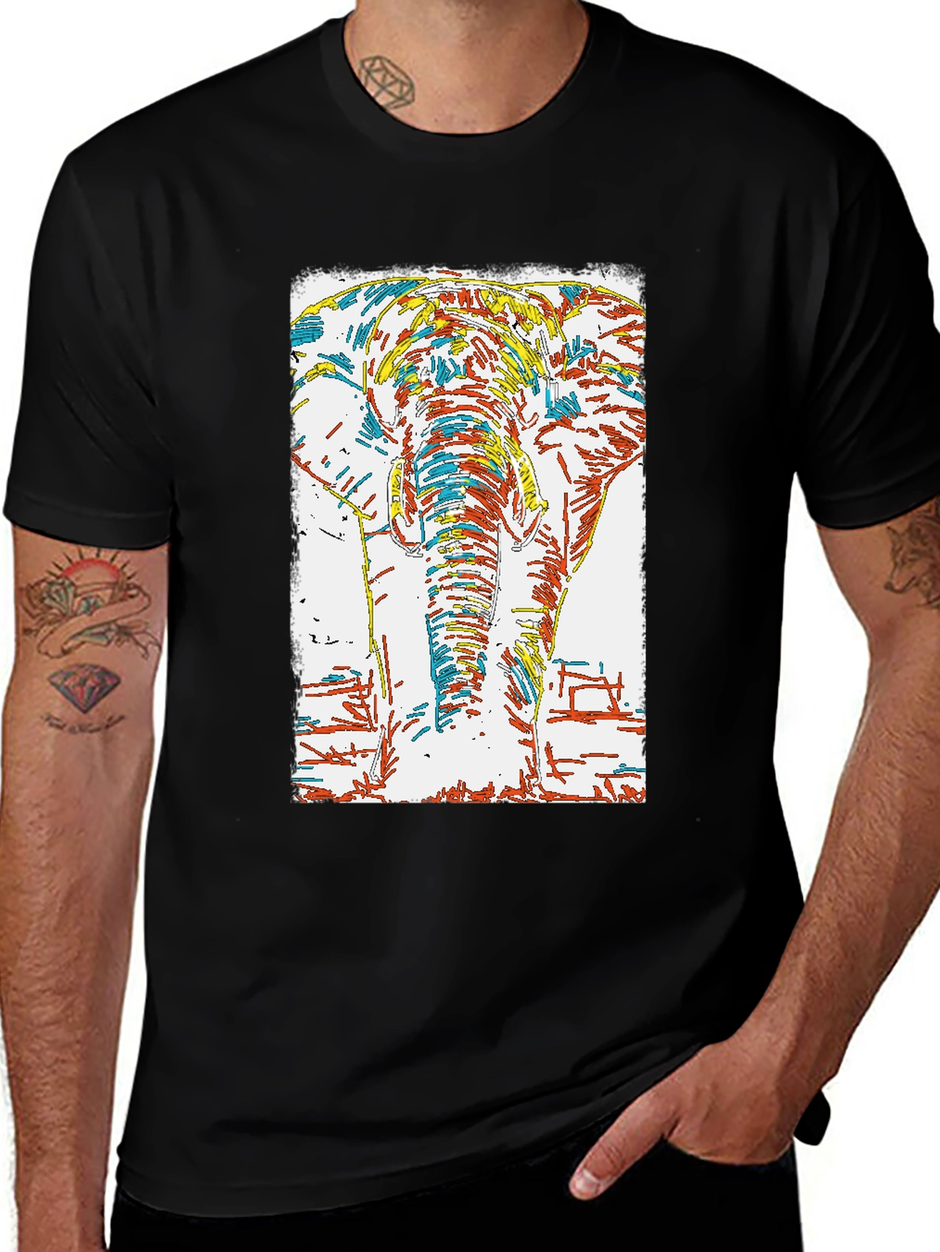 Variant 2 of Elephant Sketch Graphic T-Shirt - Stylish Men's Tee