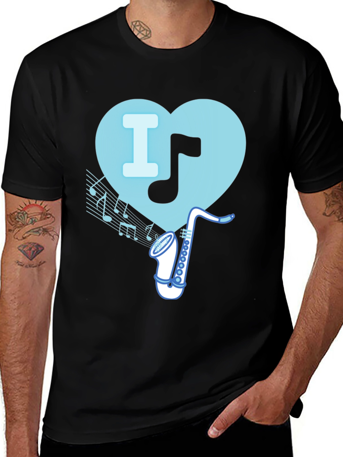 Variant 6 of I Heart Saxophone T-Shirt - Music Lover Tee