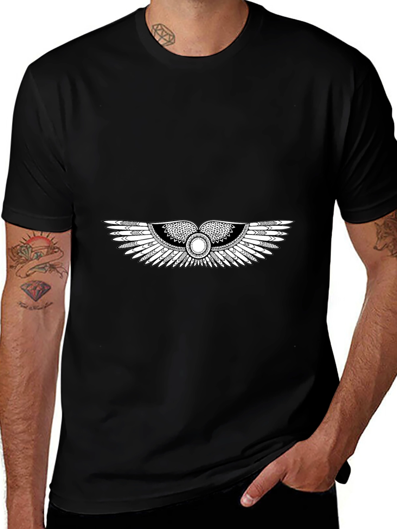 Variant 5 of Egyptian Winged T-Shirt - Black Graphic Tee