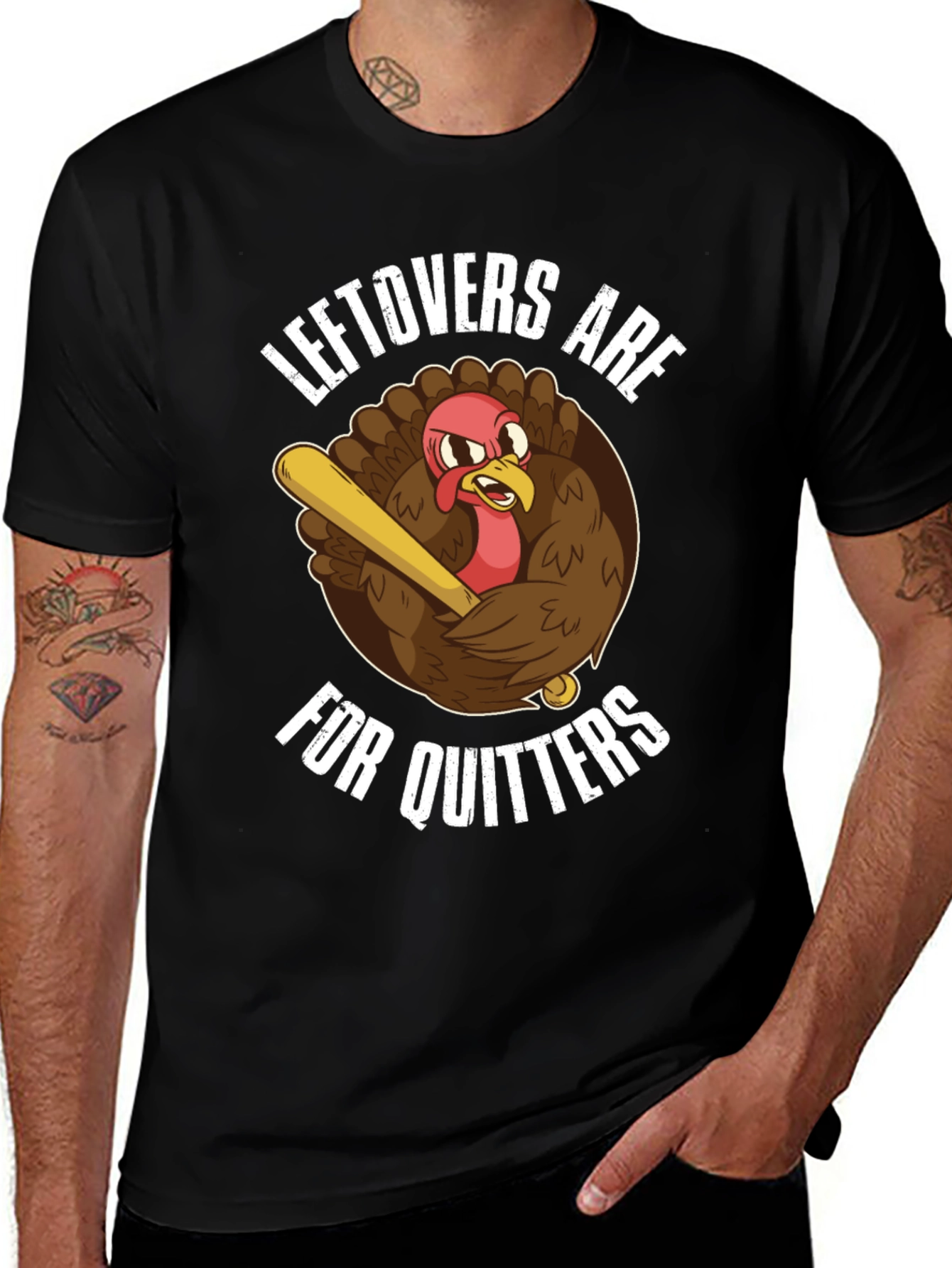 Variant 28 of Thanksgiving Turkey Baseball T-Shirt - Leftovers Are for Quitters