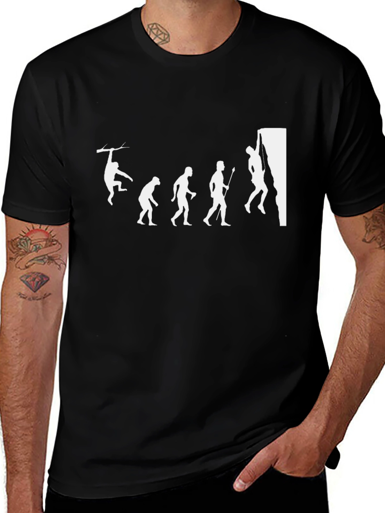 Variant 18 of Evolution of Climbing T-Shirt - Black, Graphic Tee