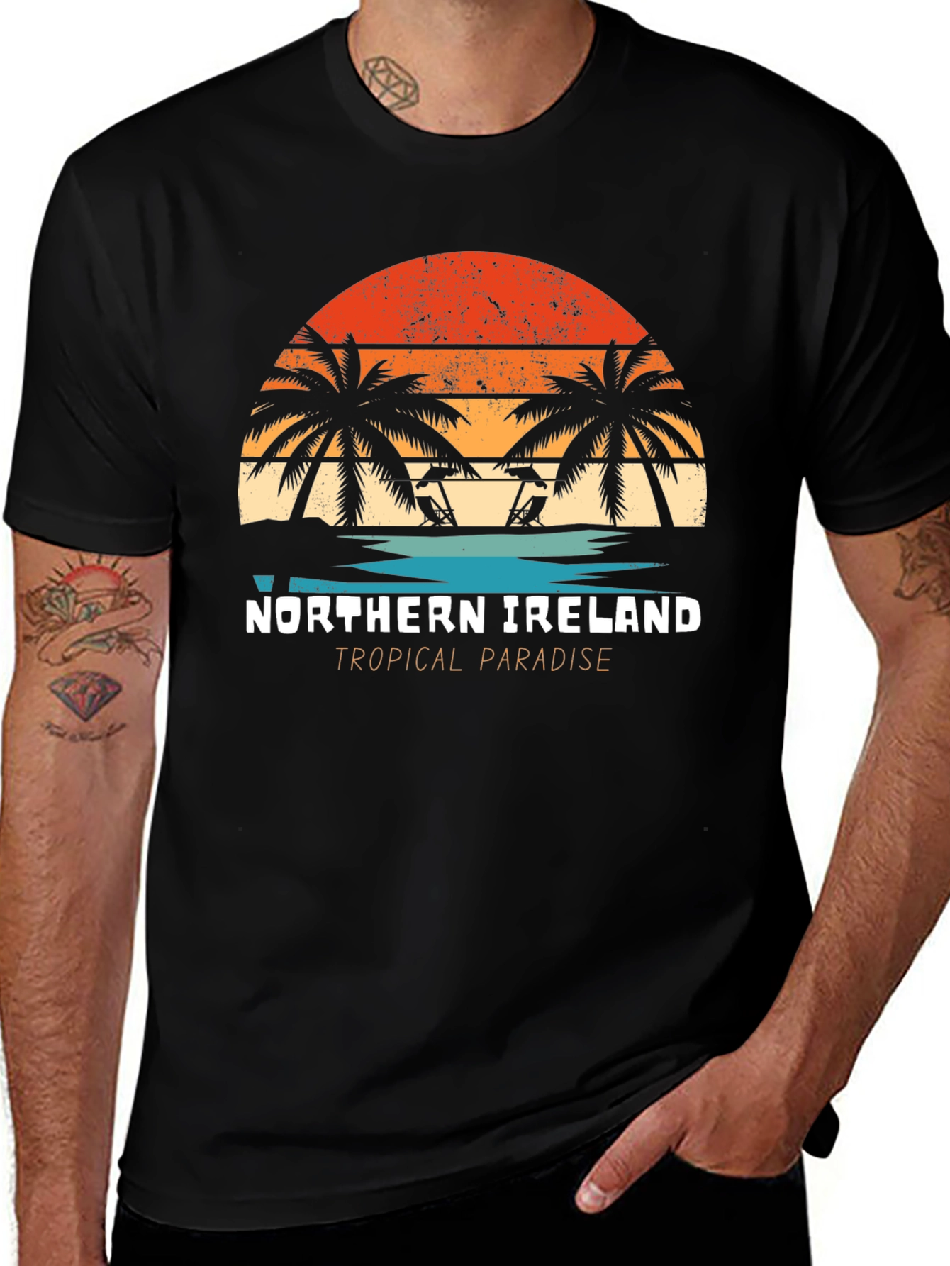 Northern Ireland Tropical Paradise Black T-Shirt