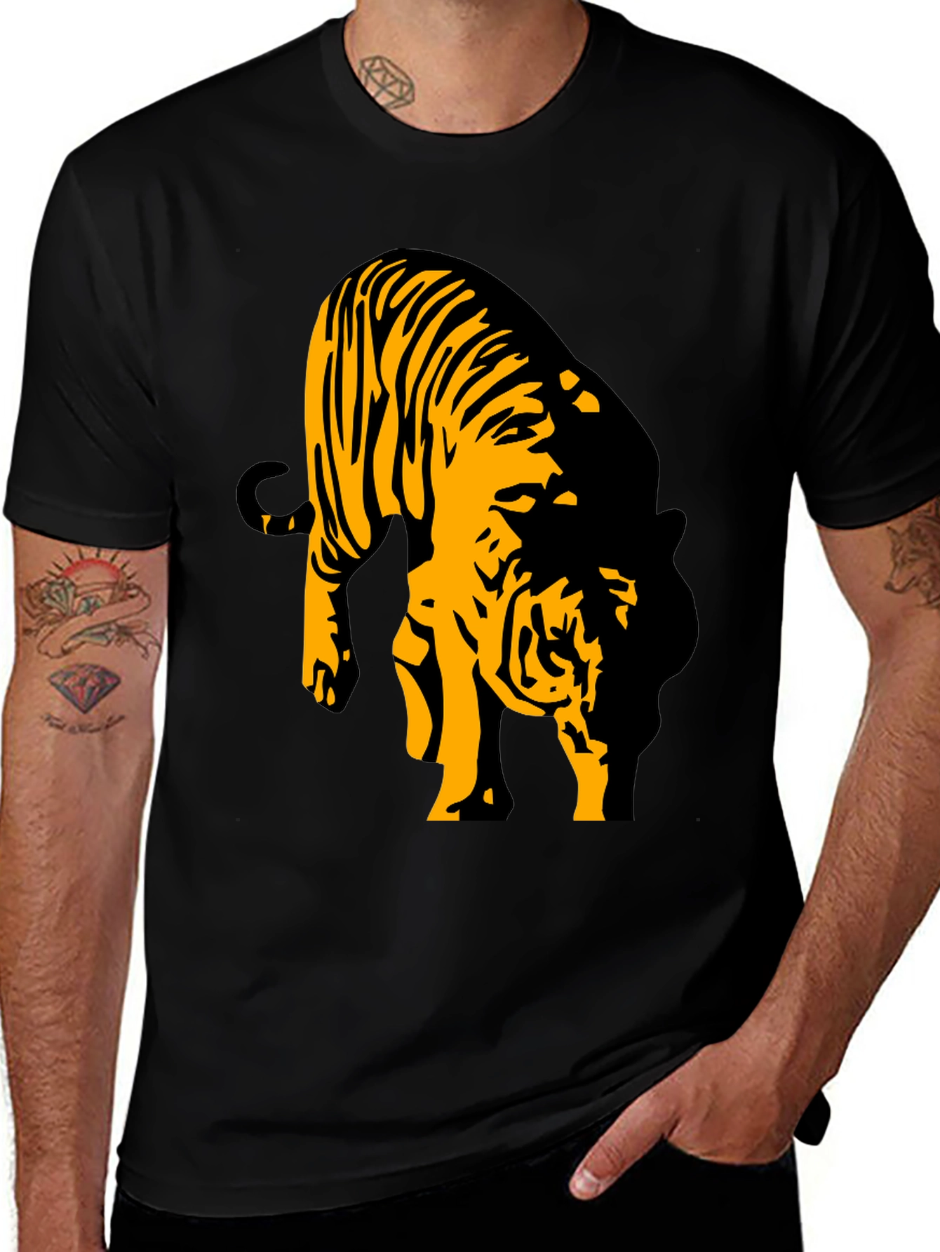 Black Black Tiger Graphic T-Shirt for Men main image