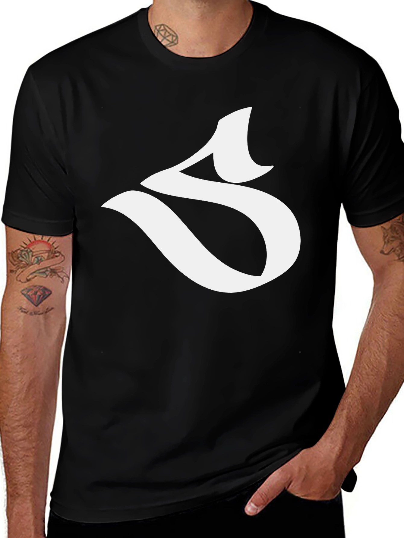 Variant 2 of Bold Black T-Shirt with White Initial Design