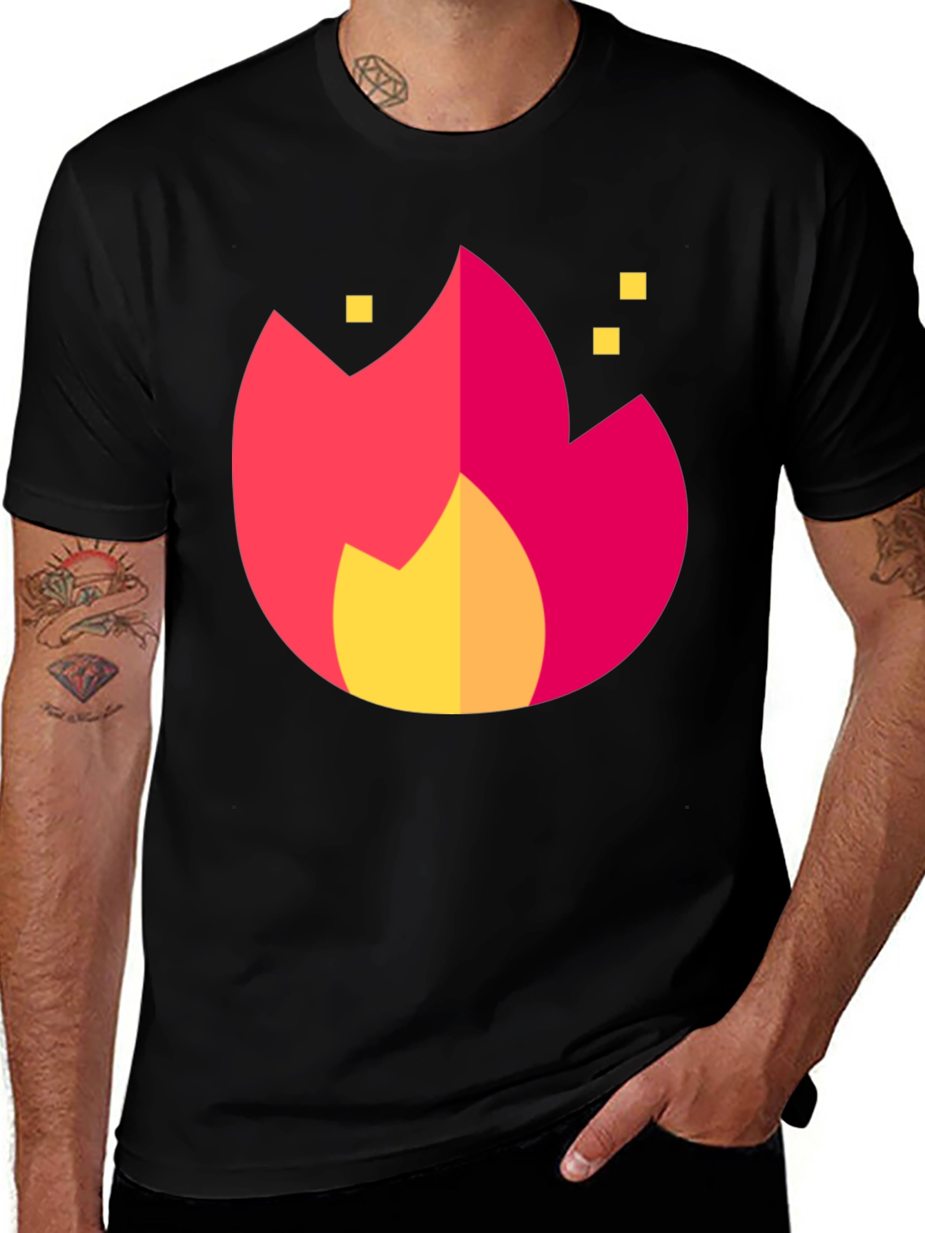 Variant 21 of Bold Flame Graphic Tee - Black Crew Neck