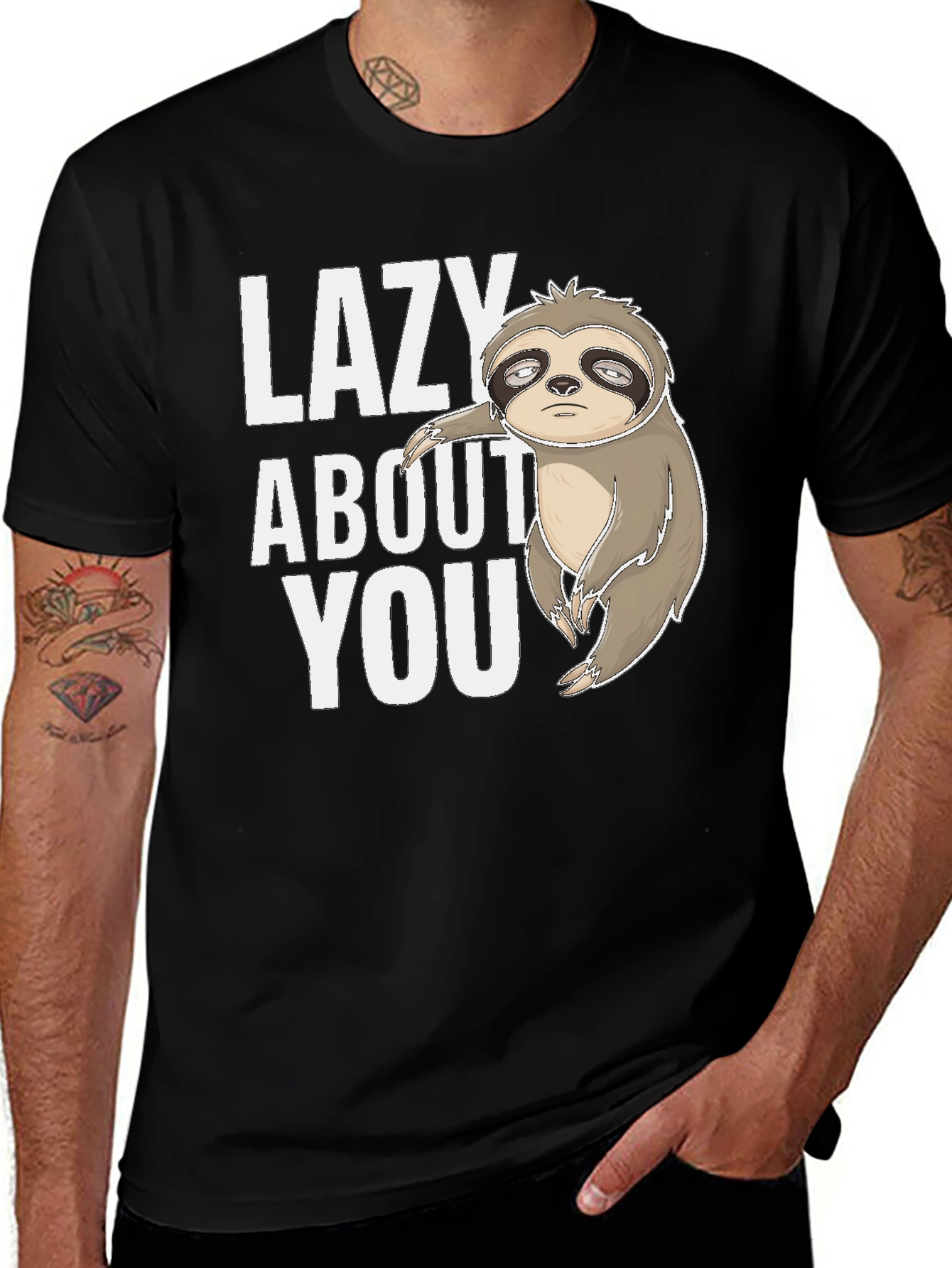 Variant 20 of Funny Sloth Tee - Lazy About You Graphic T-Shirt