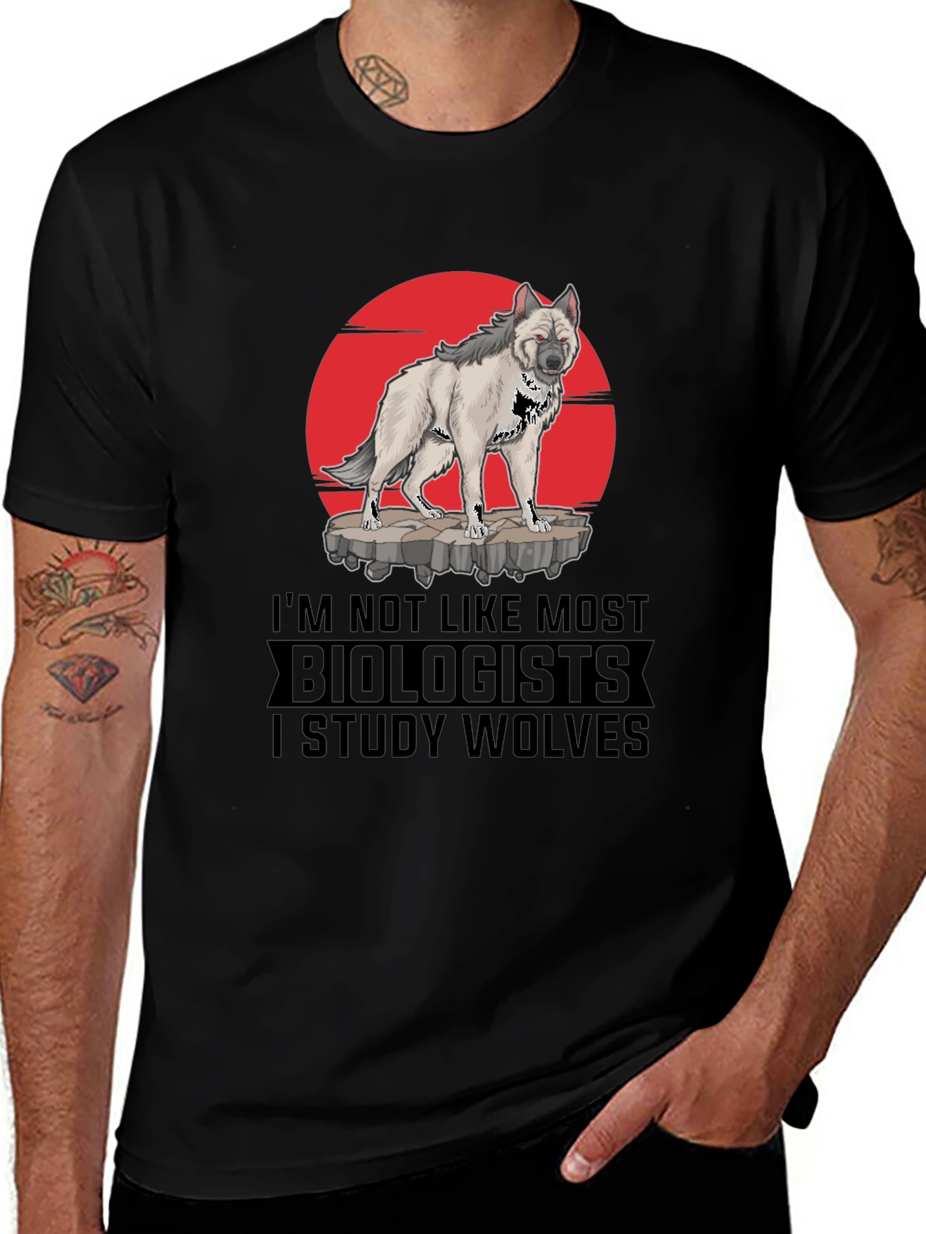 Variant 23 of Biologist Wolf Graphic Tee - Study Wolves T-Shirt