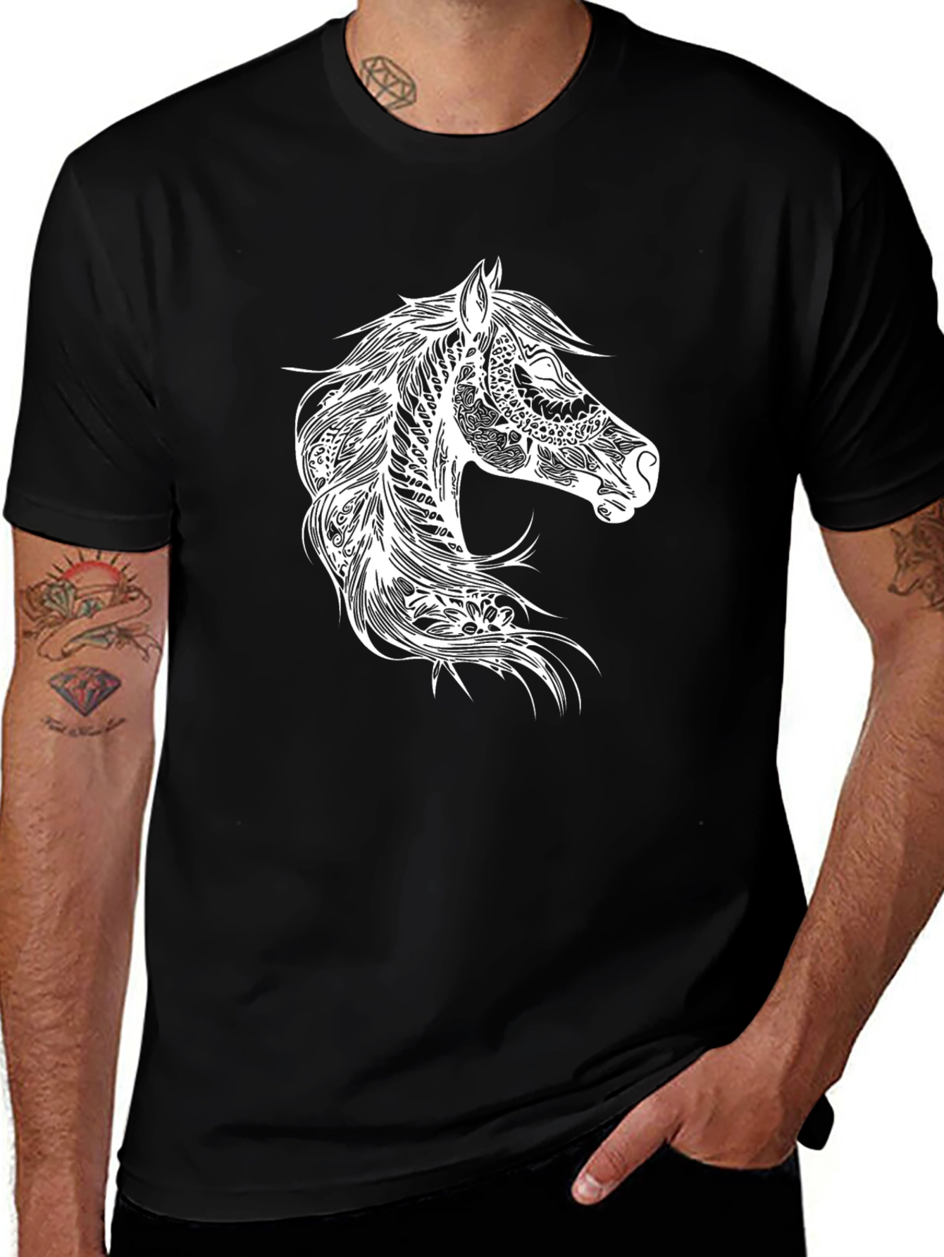 Variant 13 of Horse Graphic Black T-Shirt