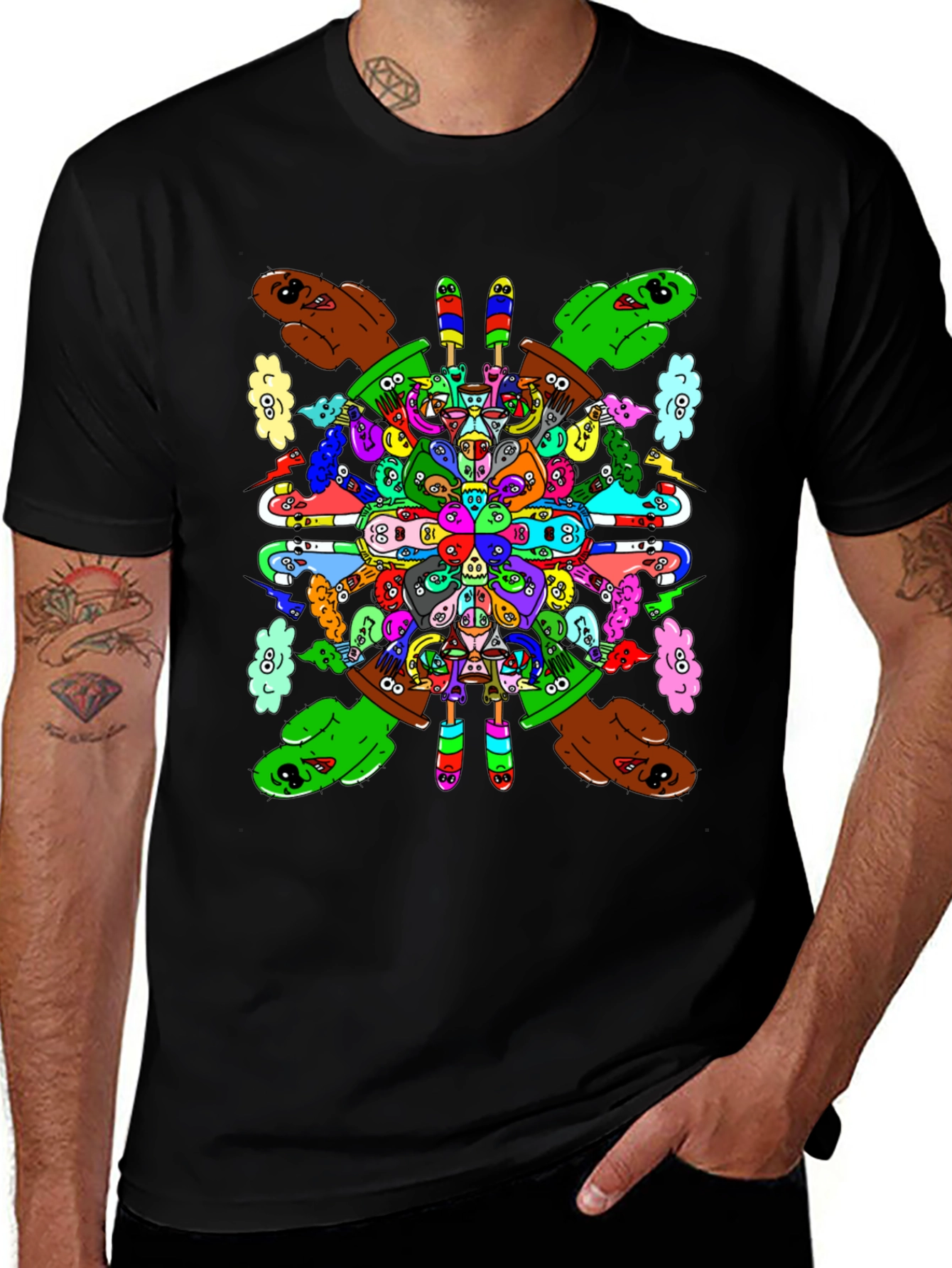 Variant 13 of Abstract Cartoon Character Graphic Print T-Shirt