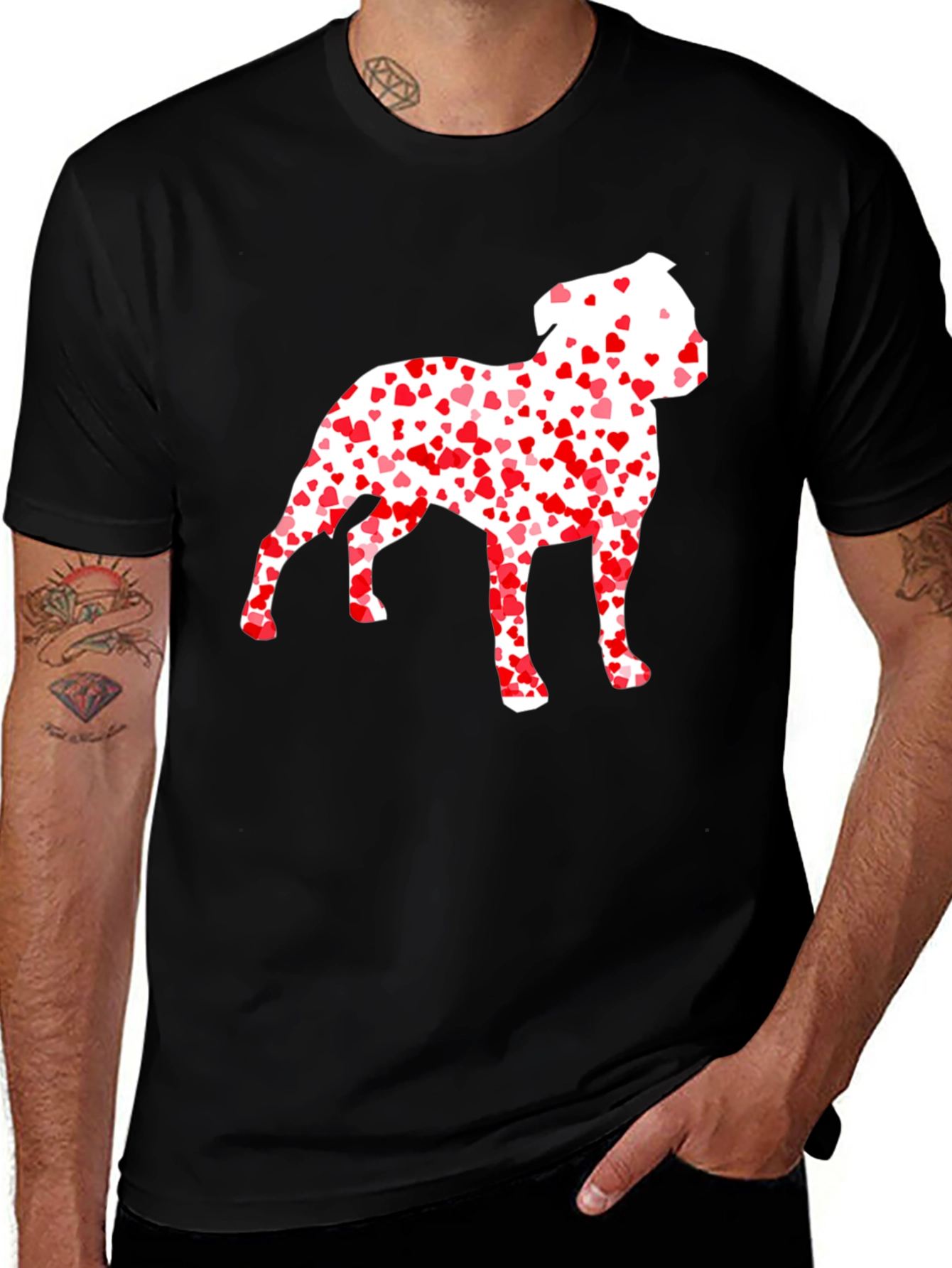 Variant 27 of Heart Dog Graphic Tee - Men's Black T-Shirt