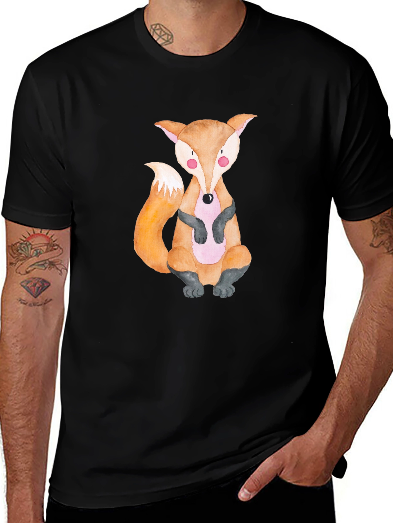 Variant 4 of Cute Fox Graphic Tee - Black Unisex T-Shirt