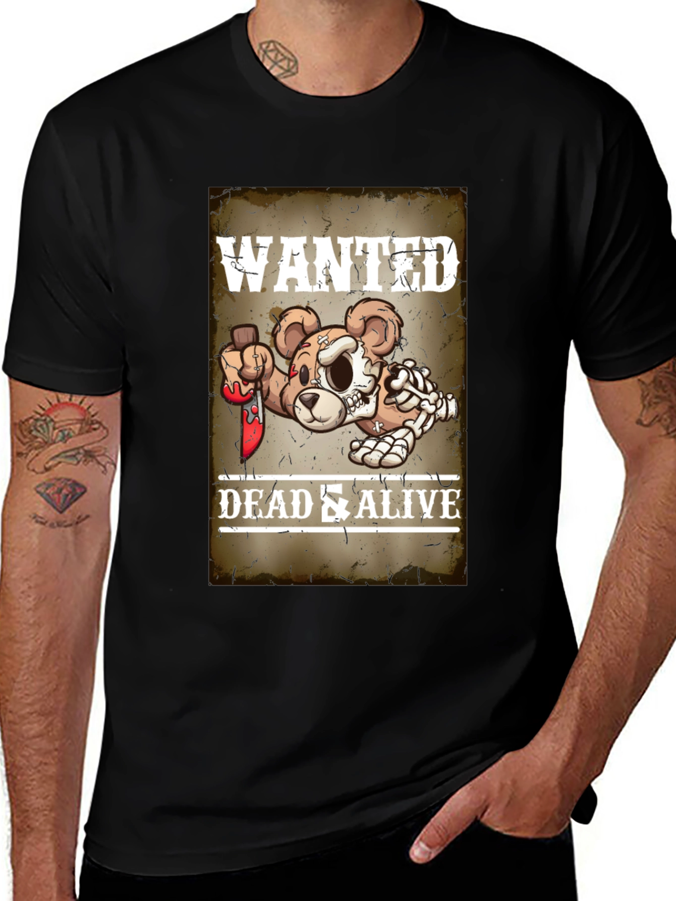 Variant 27 of Wanted Dead & Alive Zombie Bear T-Shirt