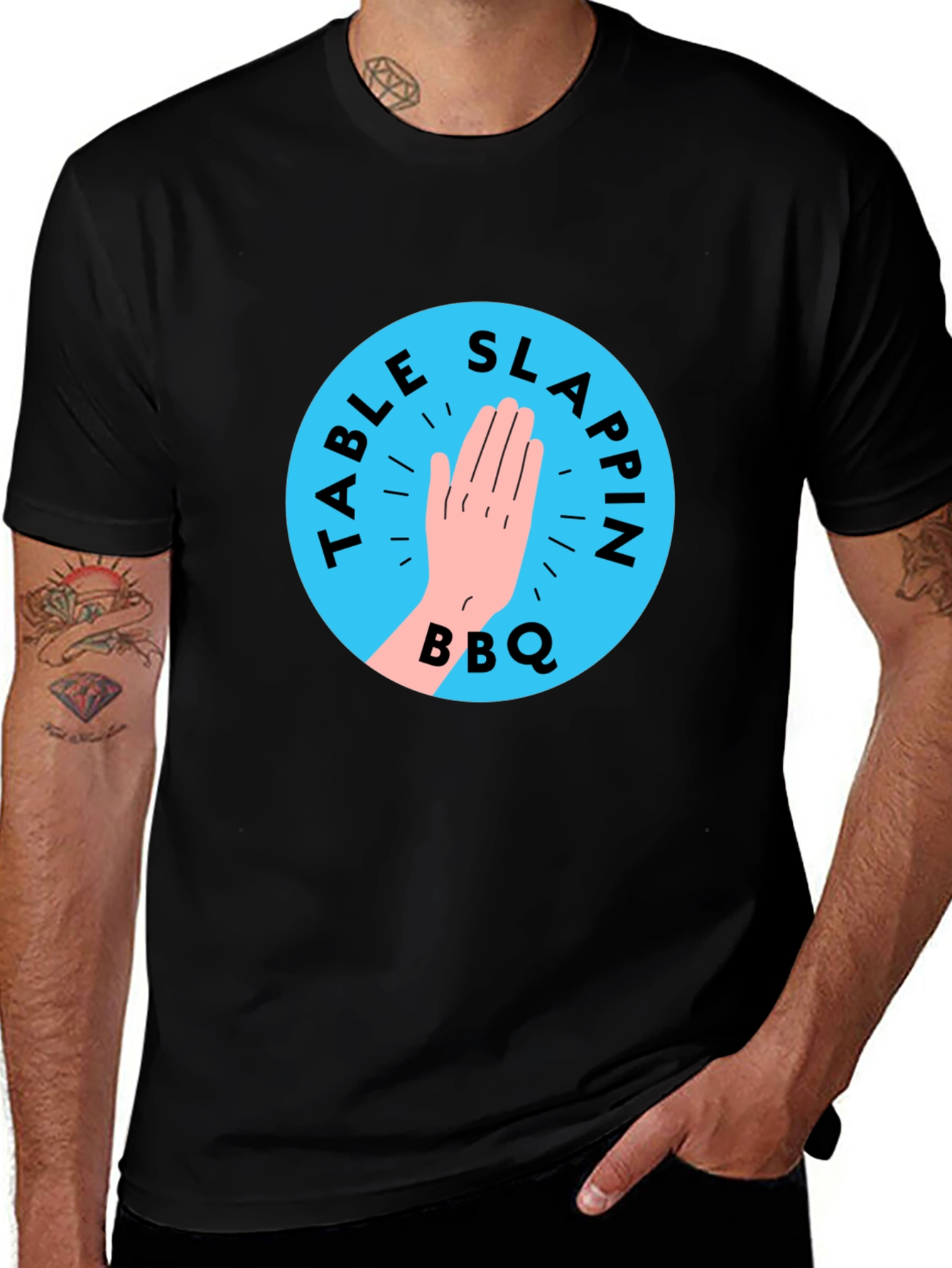 Variant 16 of Table Slappin' BBQ Black T-Shirt