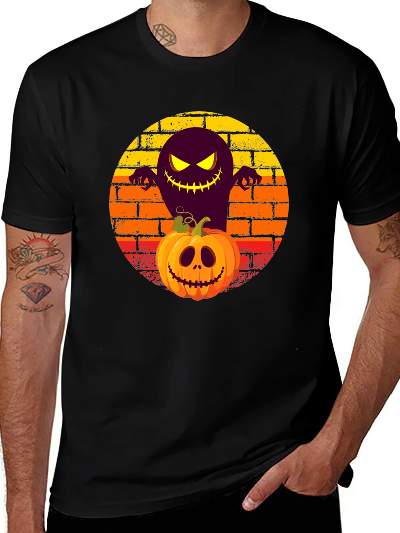 Halloween Ghost & Pumpkin Graphic Tee