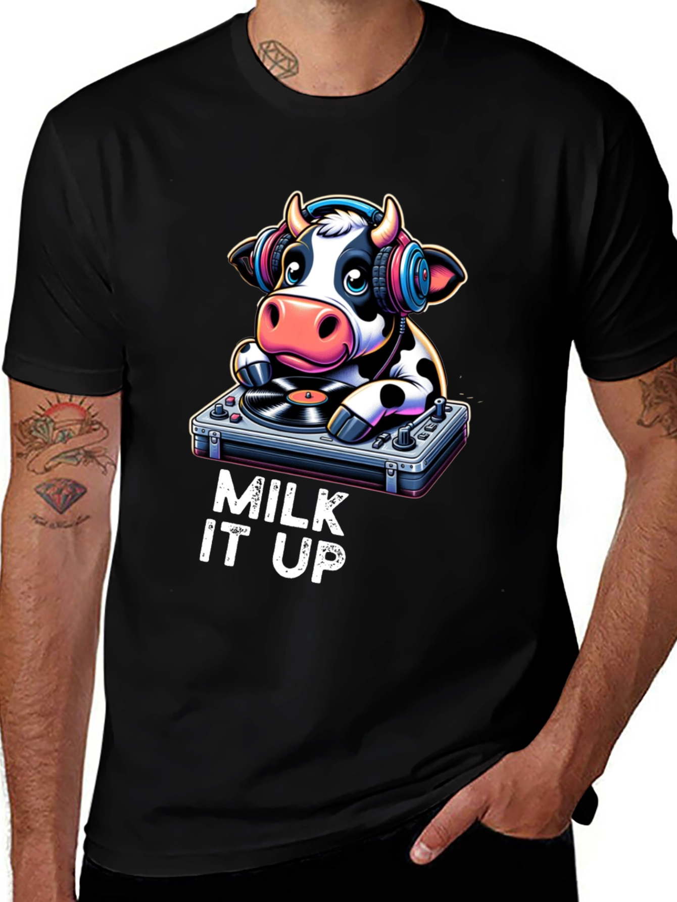 Variant 14 of DJ Cow T-Shirt - Milk It Up!