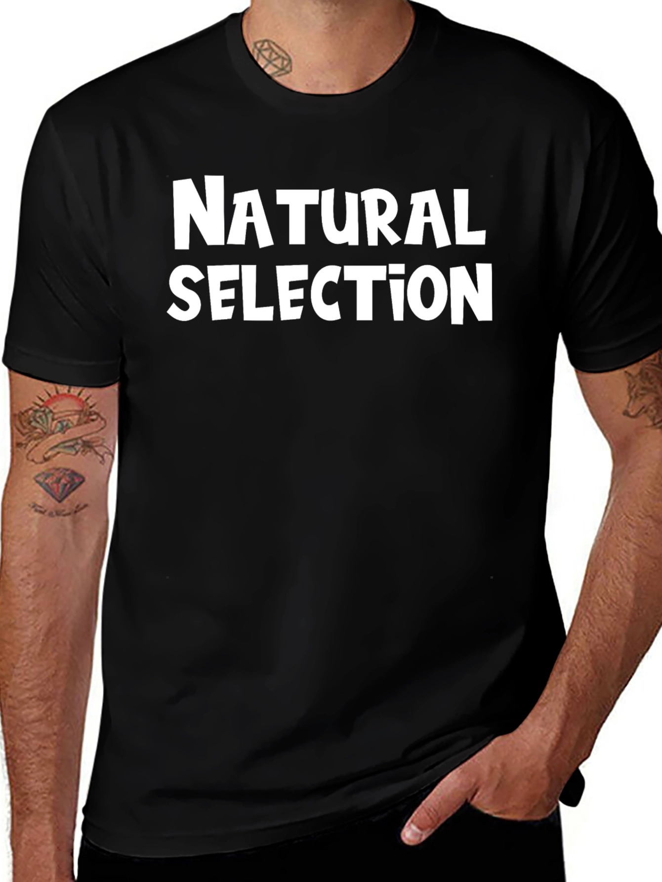 Variant 15 of Natural Selection Graphic T-Shirt - Black Cotton Tee