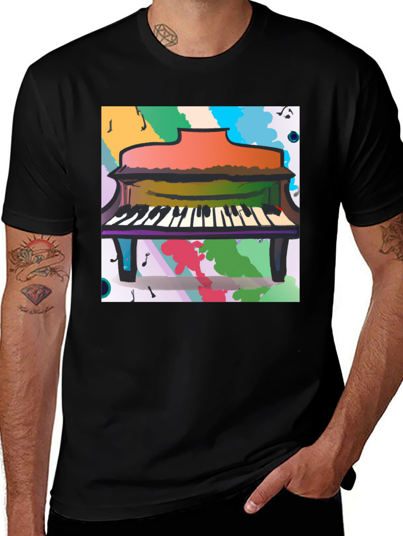 Variant 27 of Abstract Piano Graphic Tee - Black Unisex T-Shirt