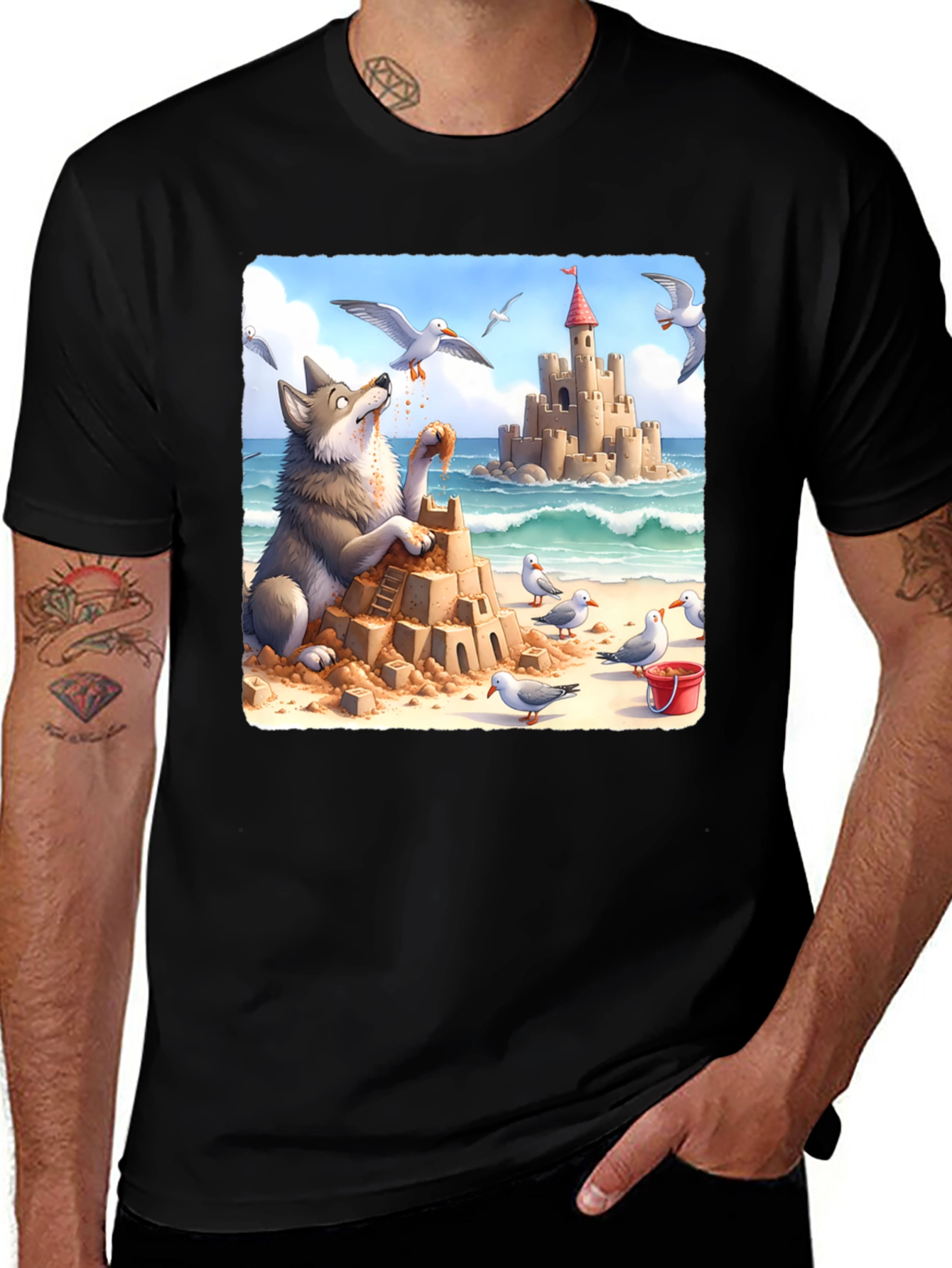 Variant 8 of Wolf Beach Sandcastle T-Shirt