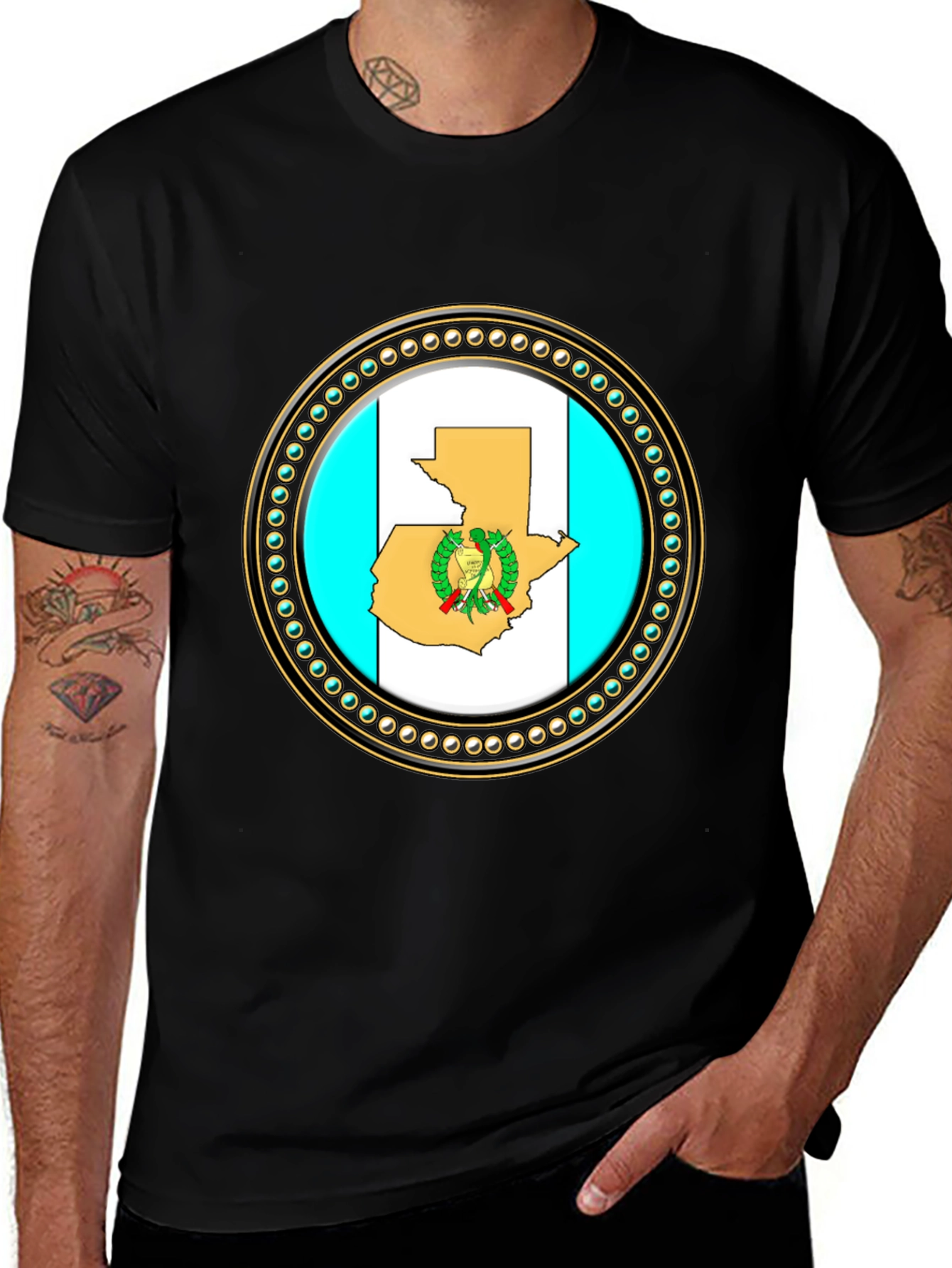 Guatemala Flag T-Shirt - Black Cotton Graphic Tee