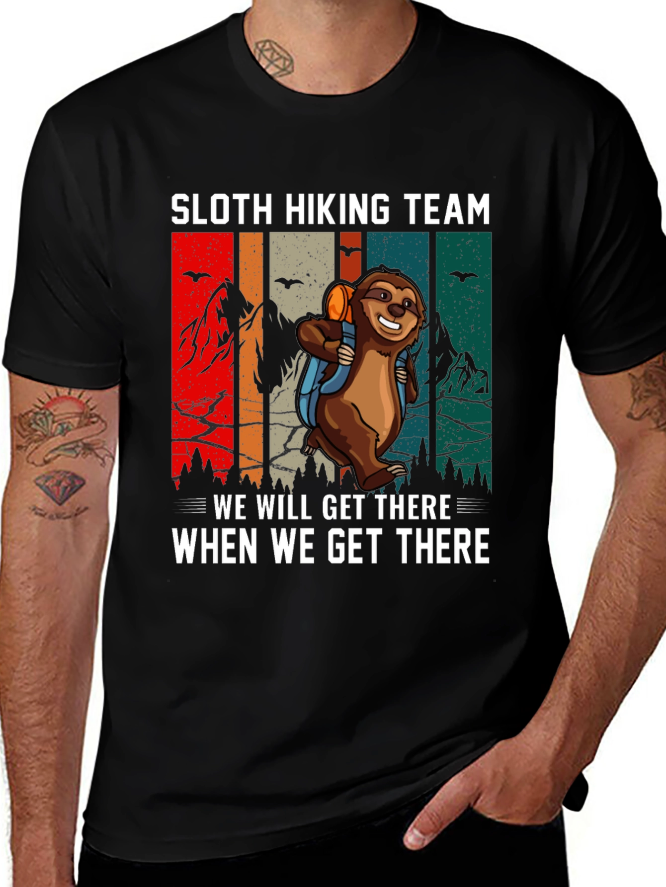 Variant 3 of Sloth Hiking Team T-Shirt - We Will Get There