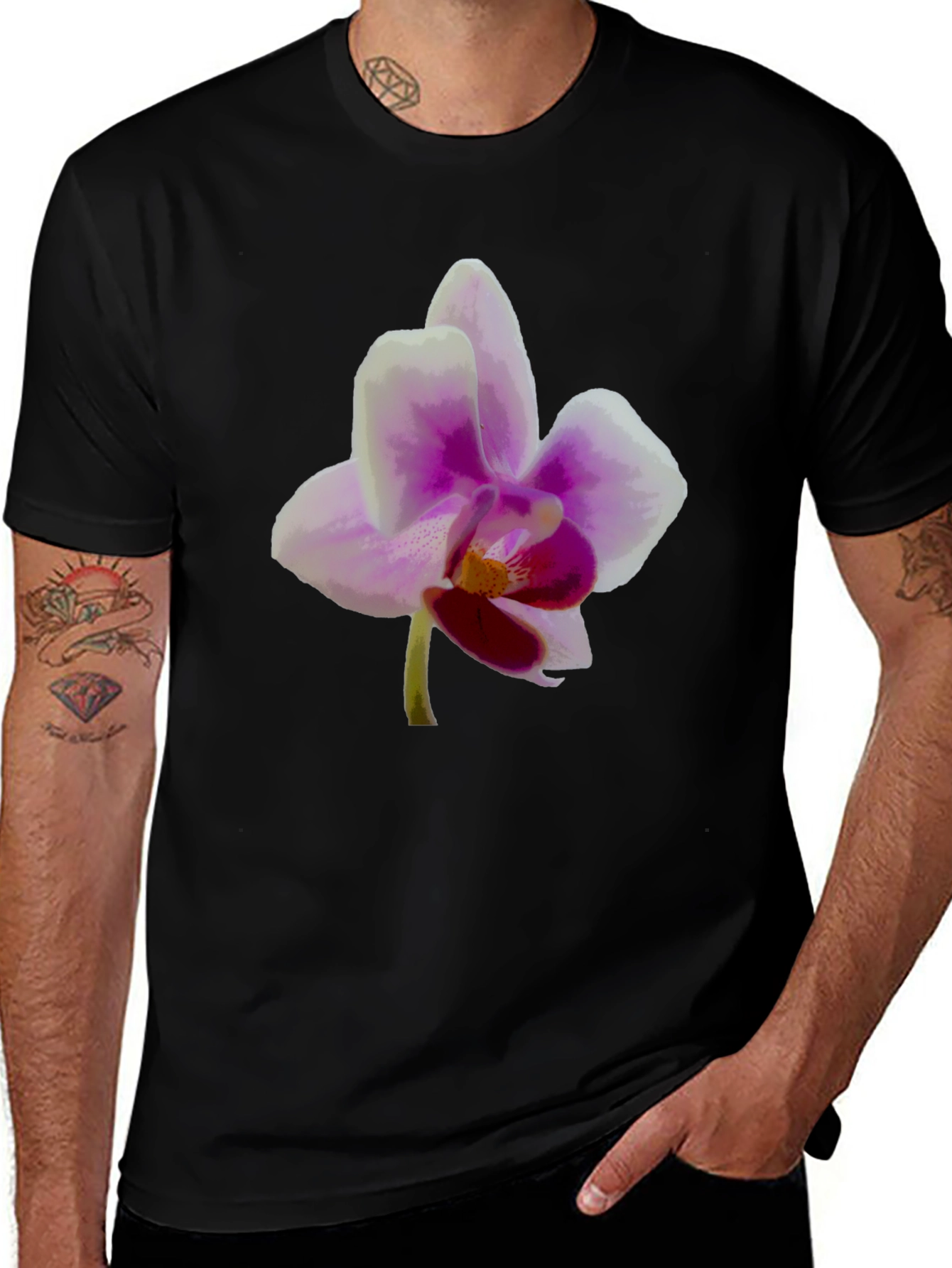 Variant 12 of Floral Graphic Tee - Orchid Design