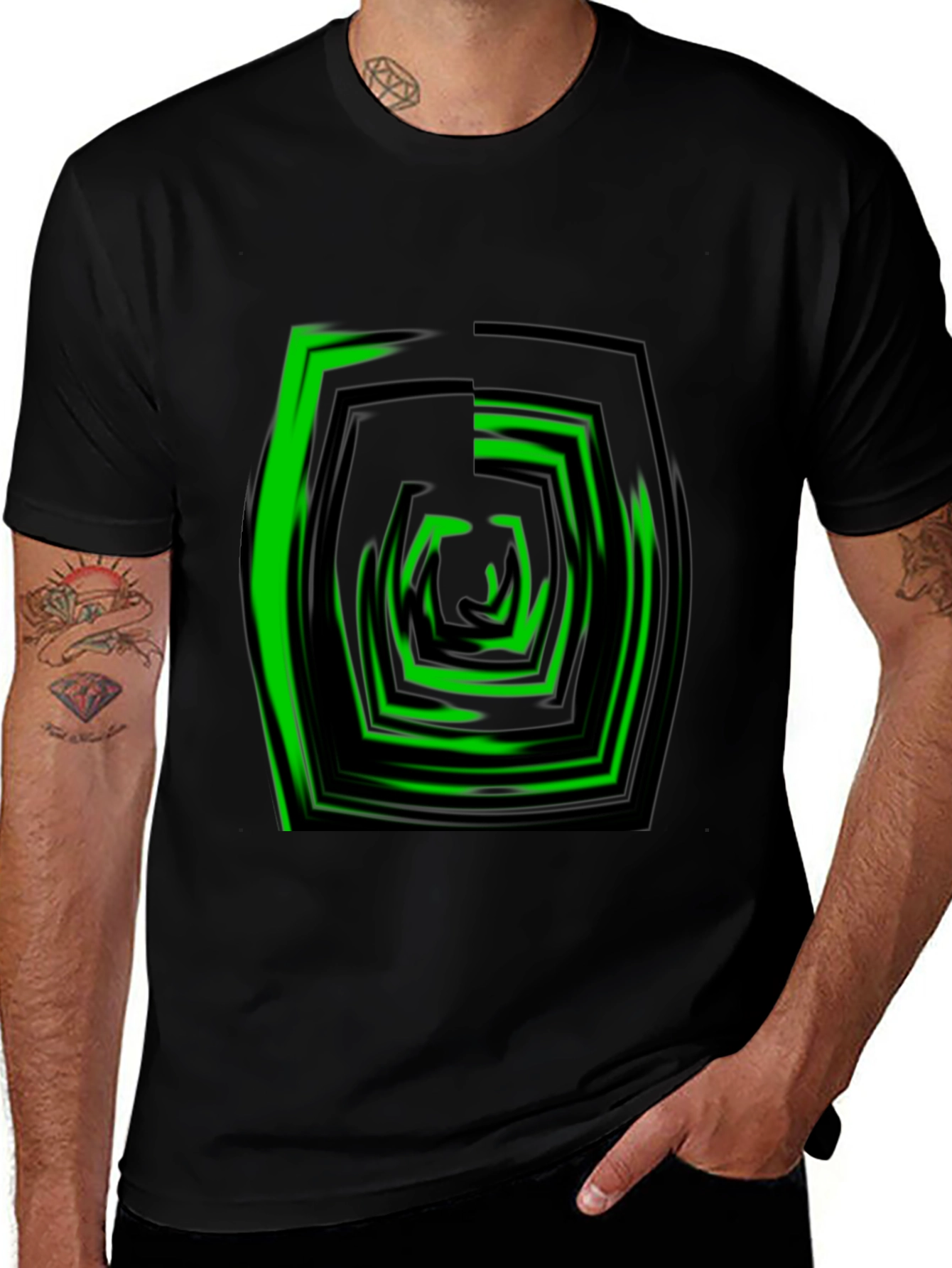 Variant 29 of Abstract Hexagon Graphic Tee - Modern Black T-Shirt