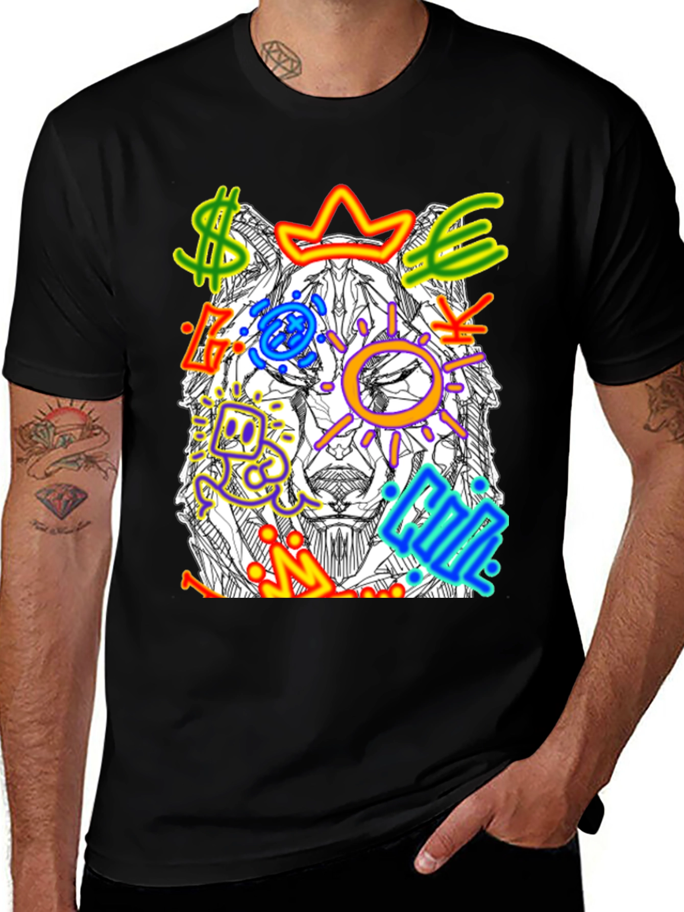 Black Wolf Graffiti Art Graphic T-Shirt main image