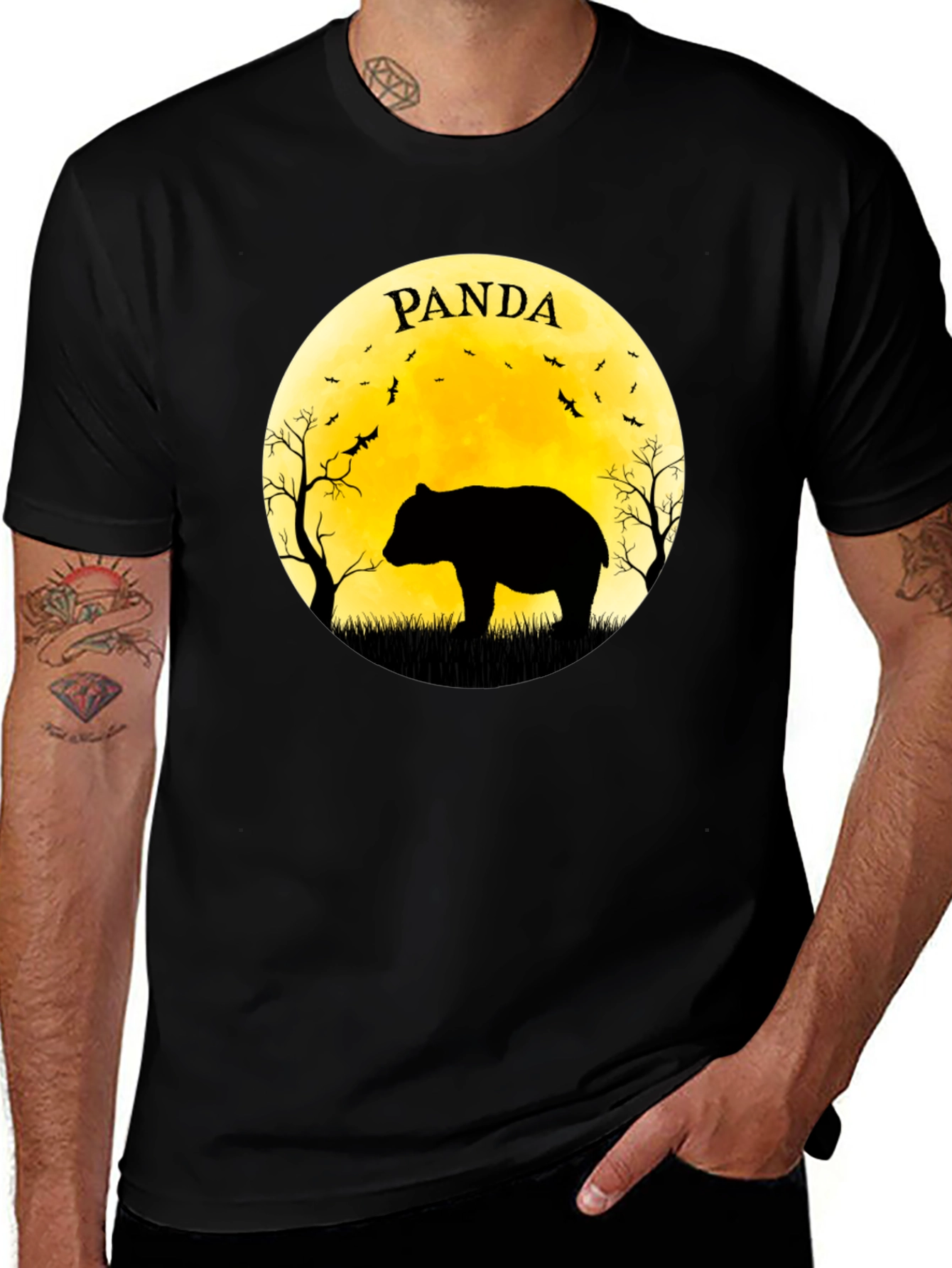 Black PANDA Silhouette Tee - Unique Graphic T-Shirt main image