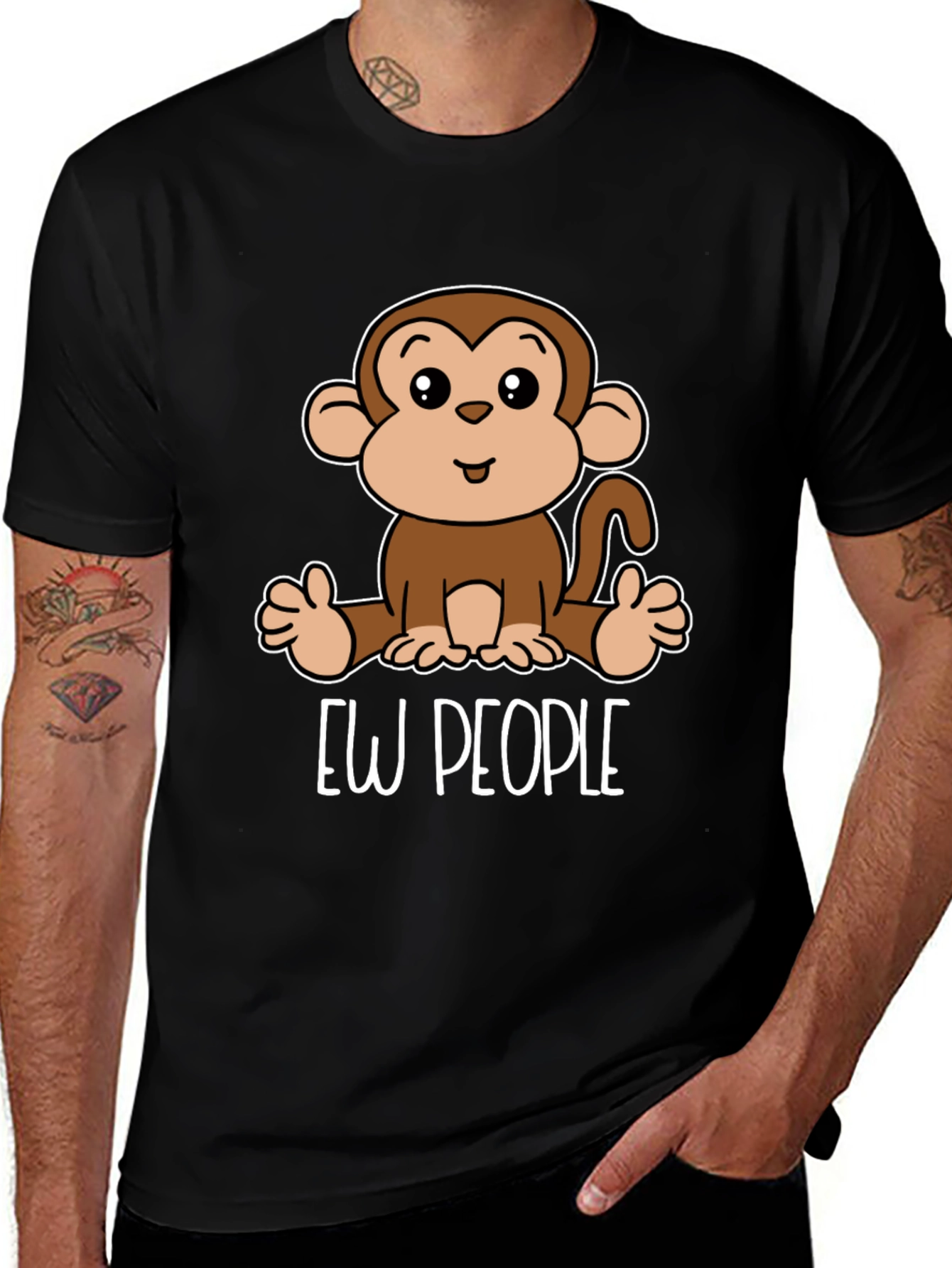 Variant 10 of Ew People Monkey Graphic Tee -  Trendy Unisex T-Shirt