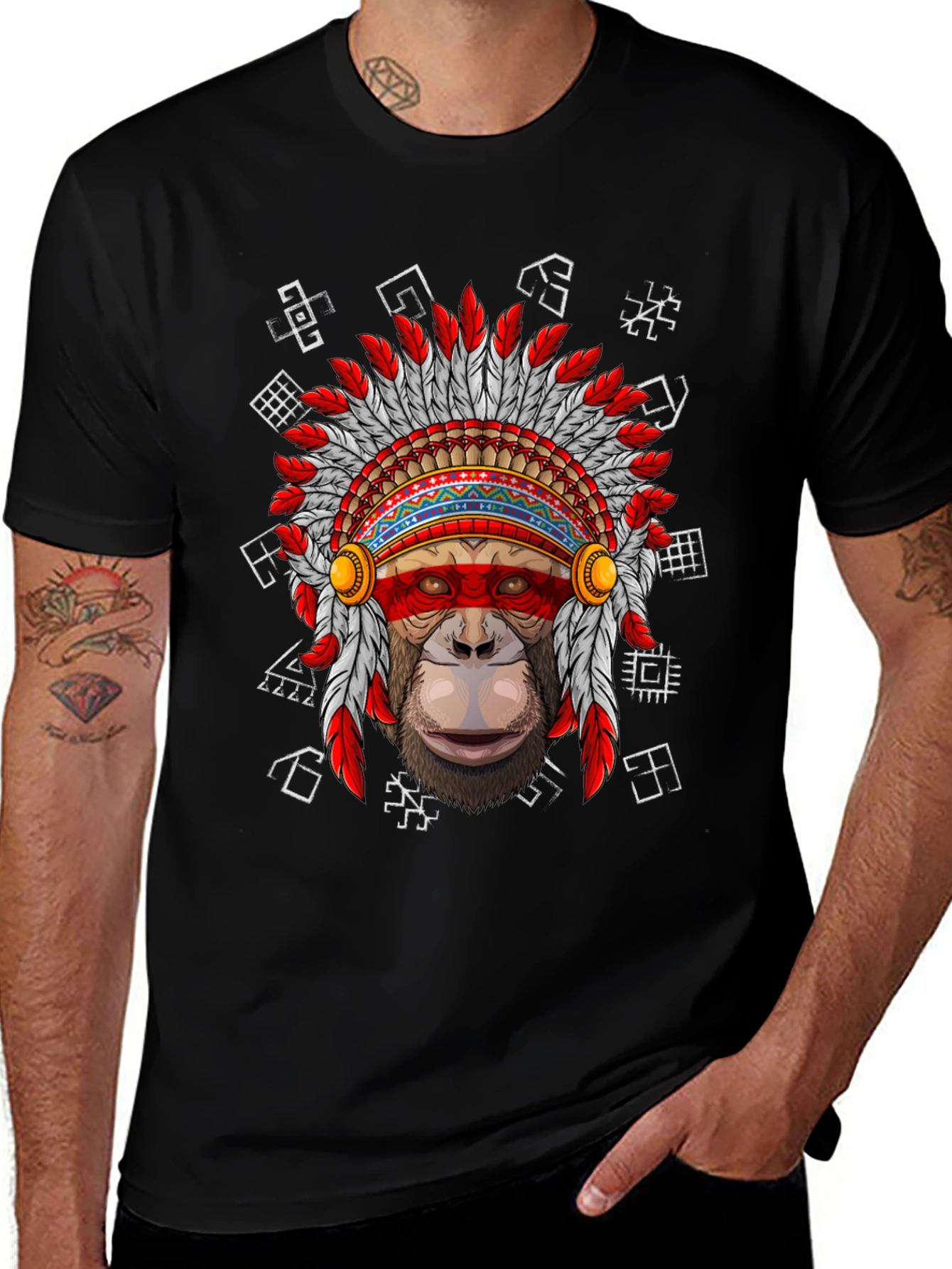 Variant 25 of Monkey Chief Headdress Graphic T-Shirt