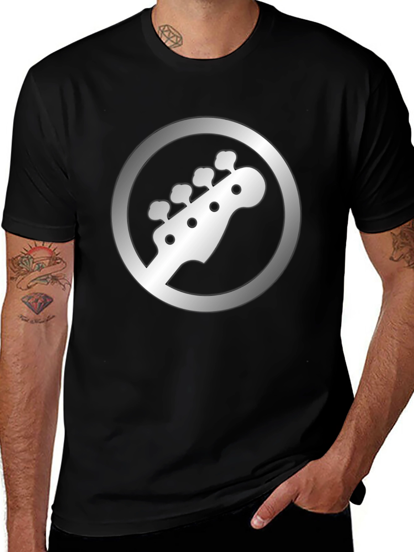 Bass Guitar Headstock T-Shirt - Classic Rocker Tee