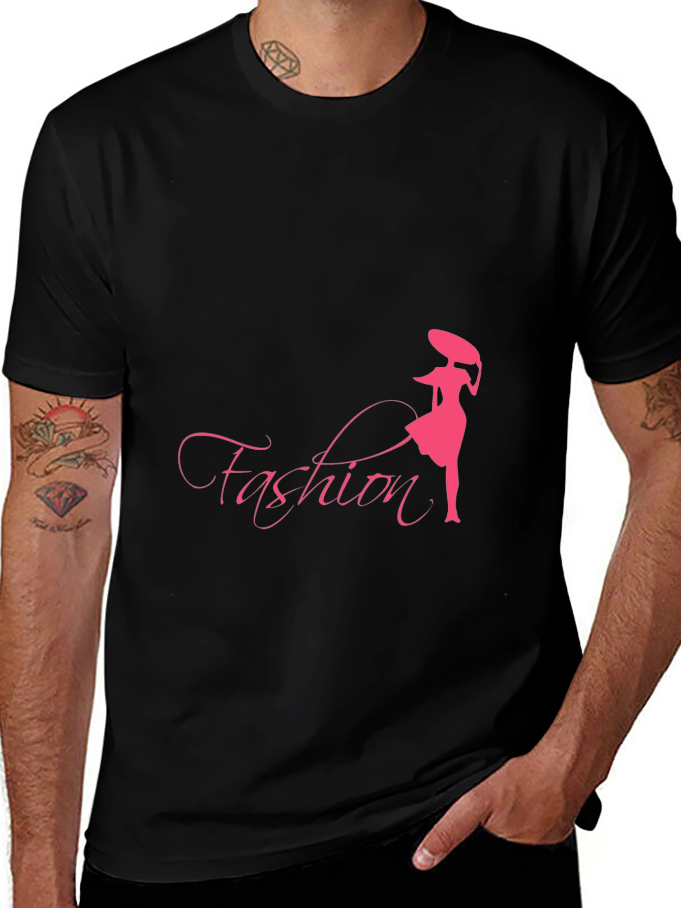 Black Fashion Graphic Tee - Stylish Black T-Shirt main image