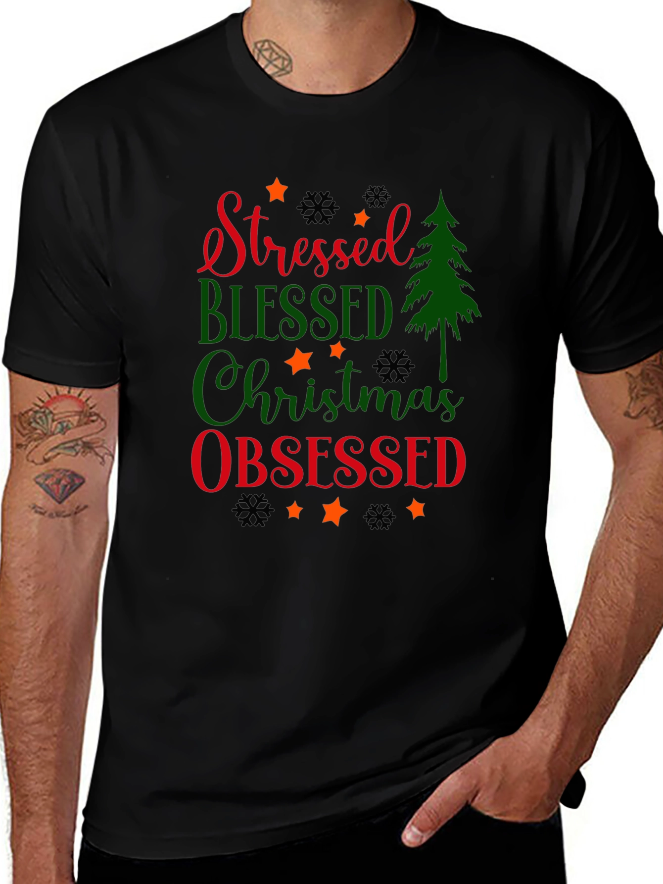 Stressed Blessed Christmas Obsessed Tee